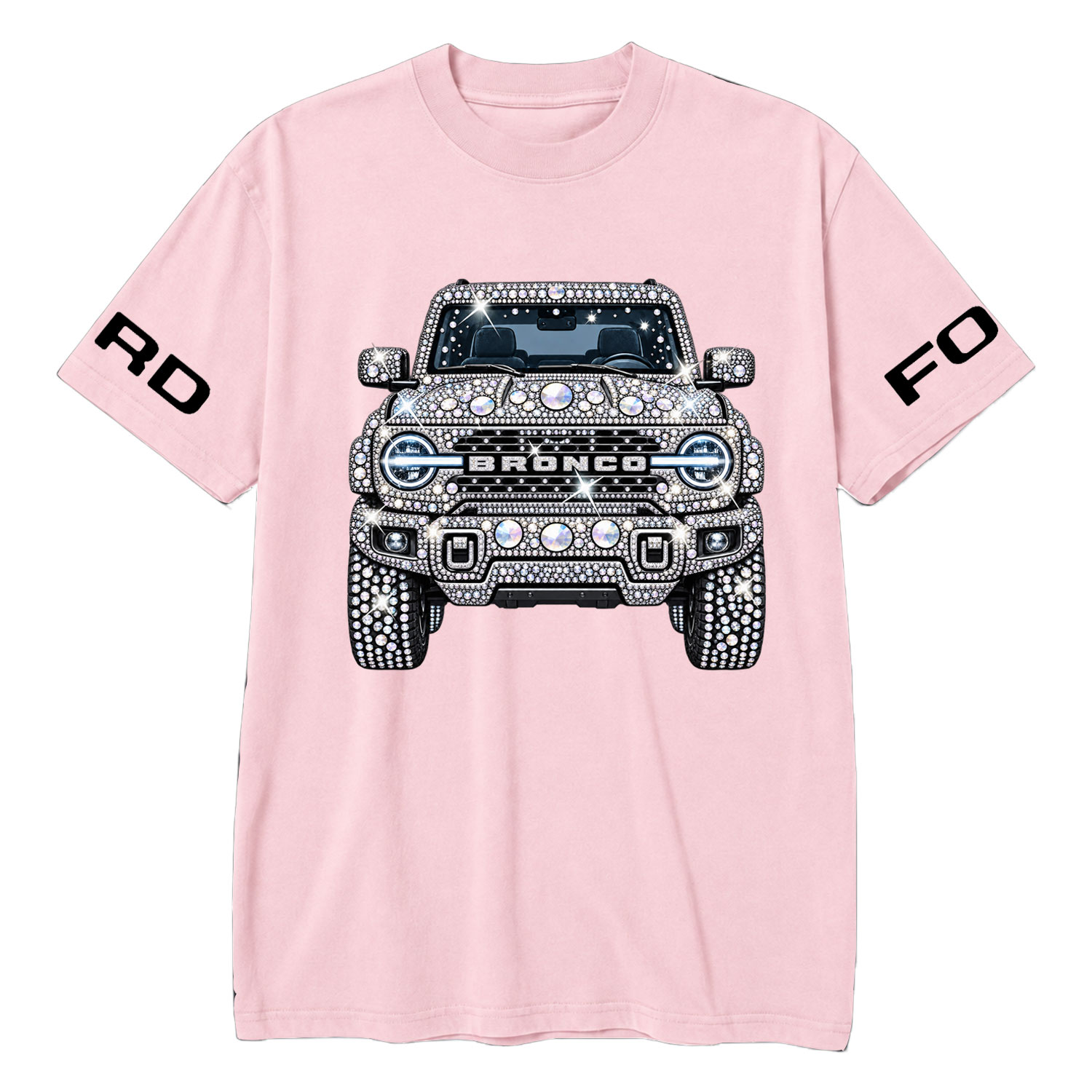 Bling Sparkle Rhinestone Bronco F0rd Cotton T-shirt