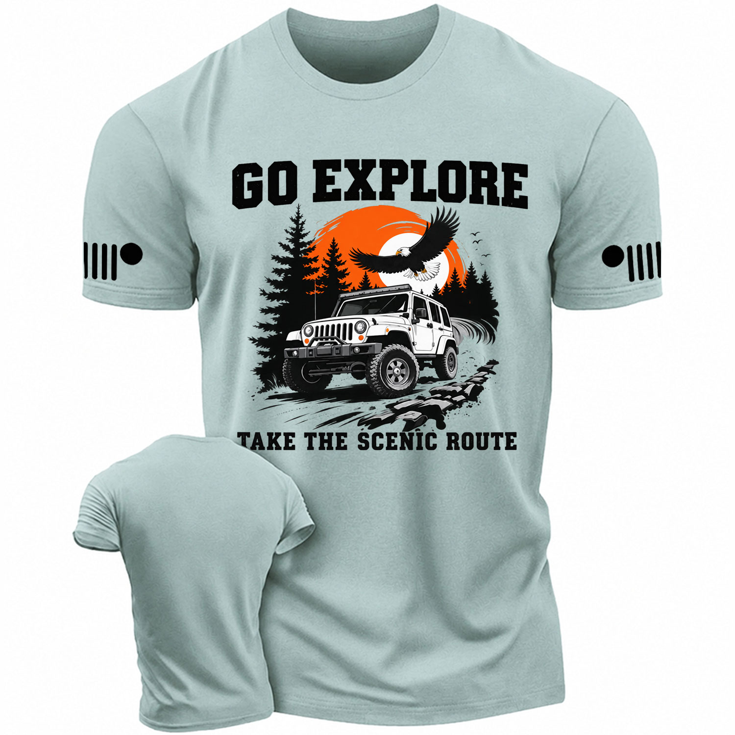 Go Explore Eagle Sunset Off-Road Adventure Cotton T-shirt