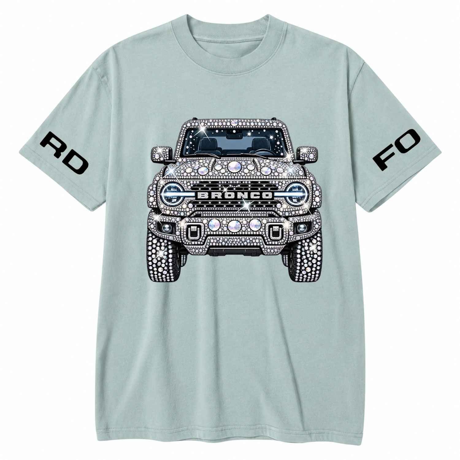 Bling Sparkle Rhinestone Bronco F0rd Cotton T-shirt