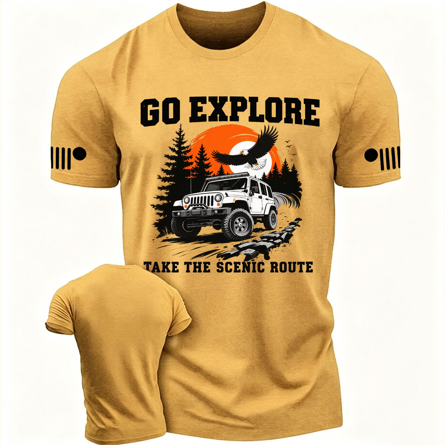 Go Explore Eagle Sunset Off-Road Adventure Cotton T-shirt