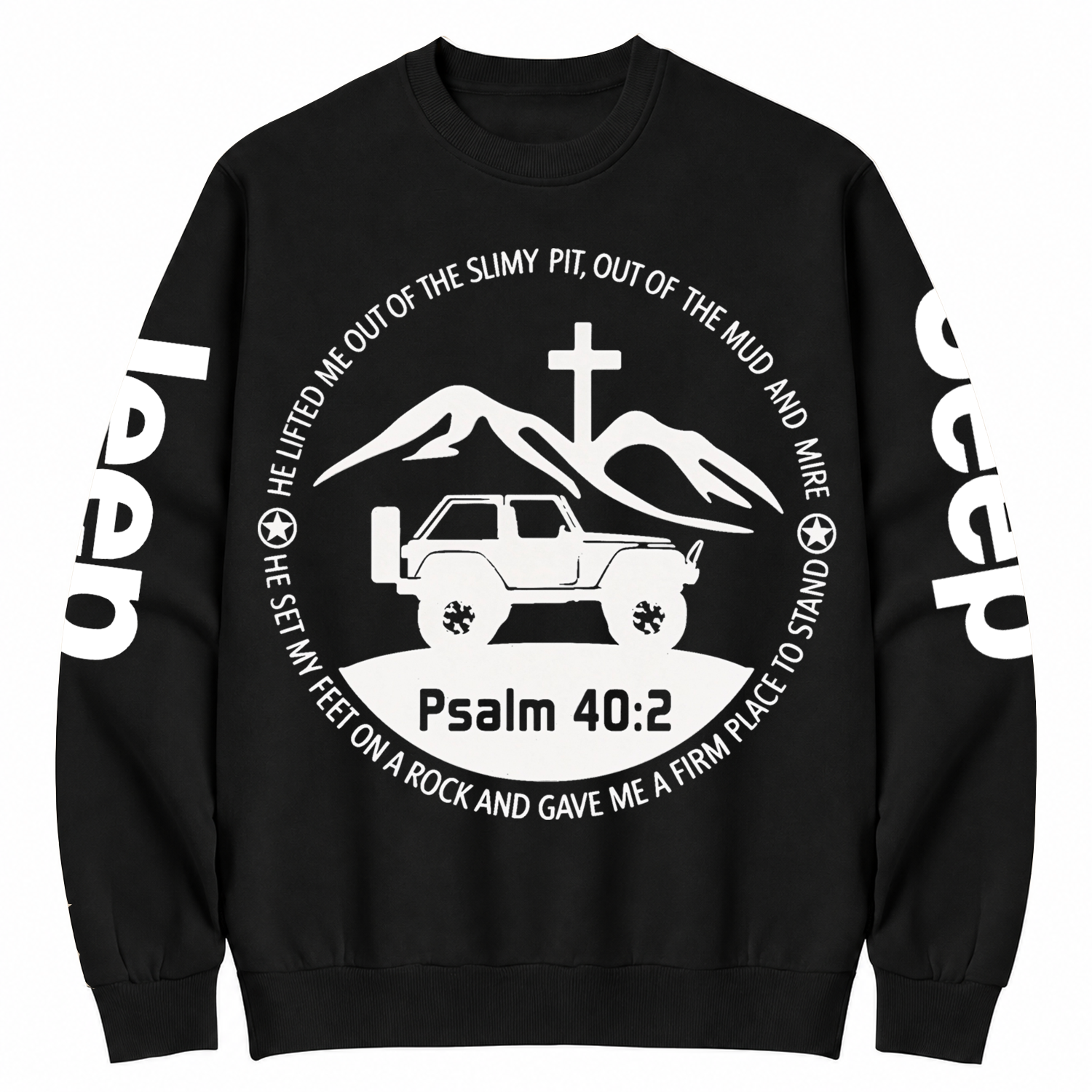 2 Door Jp Wrangler Bible Verse Psalm 40:2 Cotton Sweatshirt