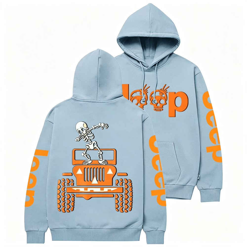 Skeletons Dancing on Jps Halloween Double Printed Casual Hoodie