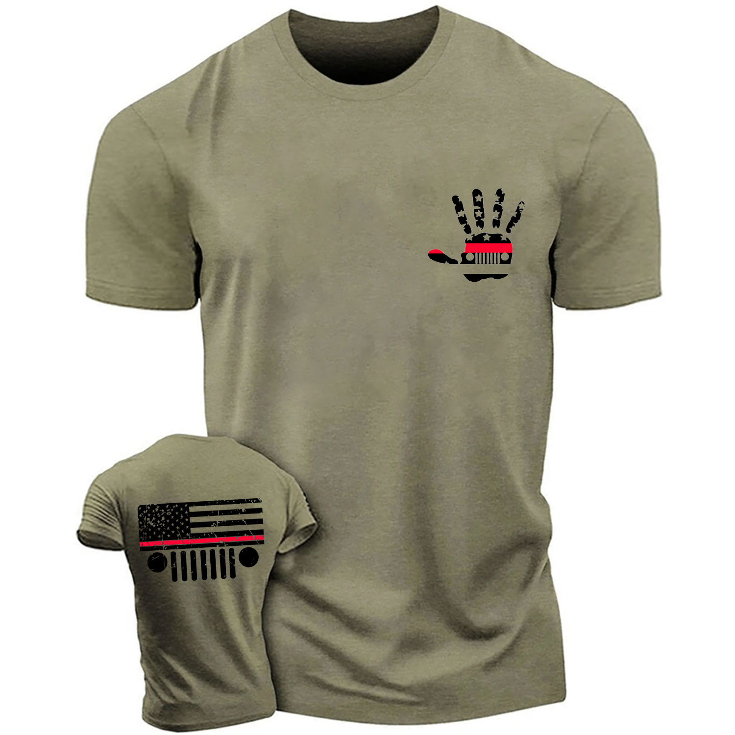 Jeep Firefighter Red Line Flag Hand Palm Unisex T-shirt
