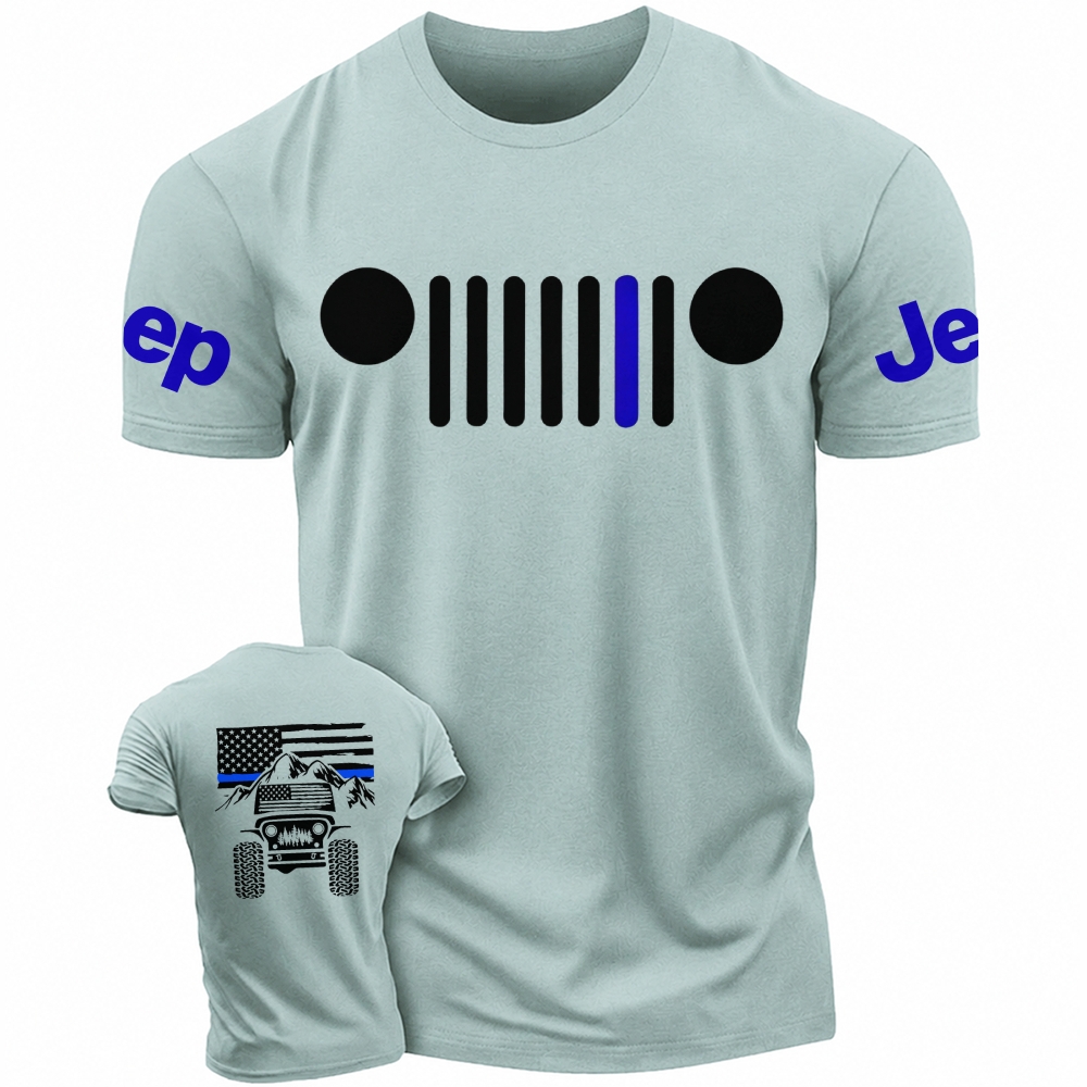 Jp American Flag Mountains Jp Grille Police Blue Line T-Shirt