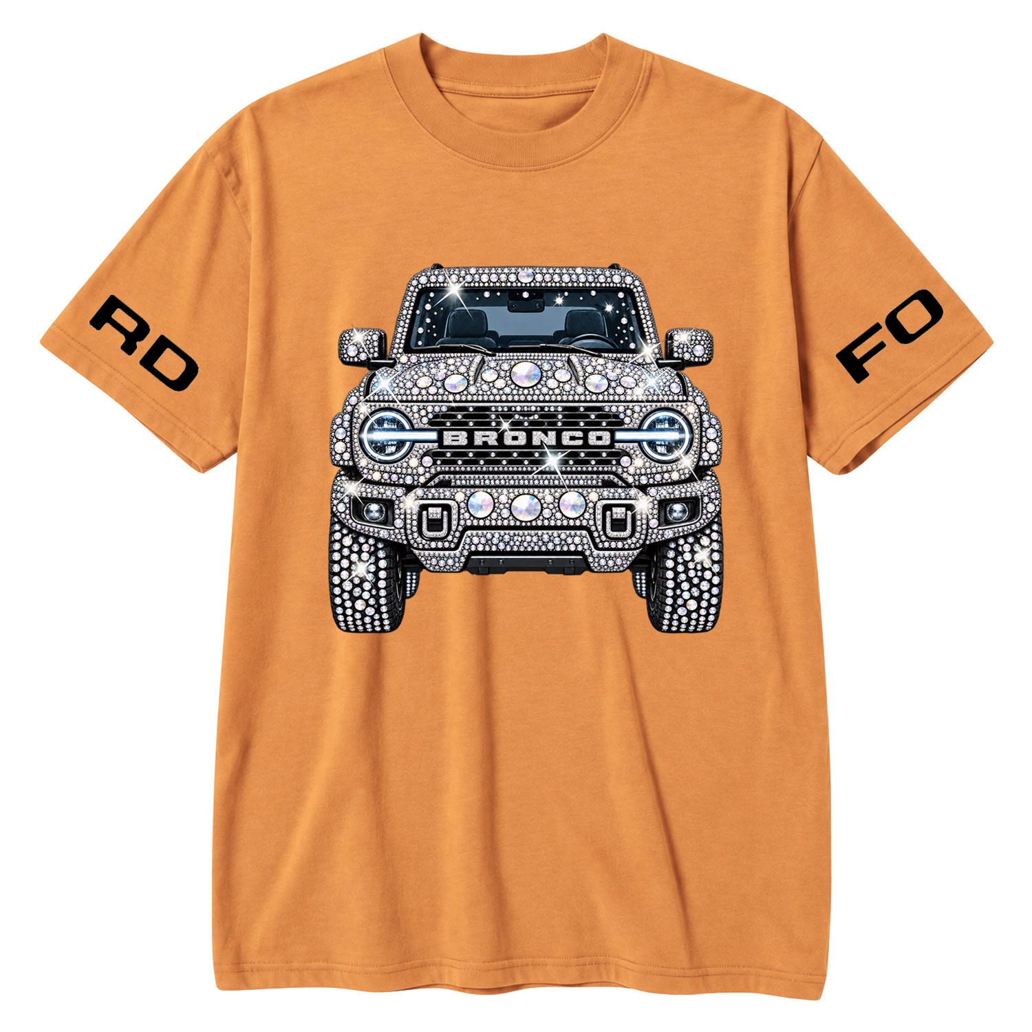 Bling Sparkle Rhinestone Bronco F0rd Cotton T-shirt