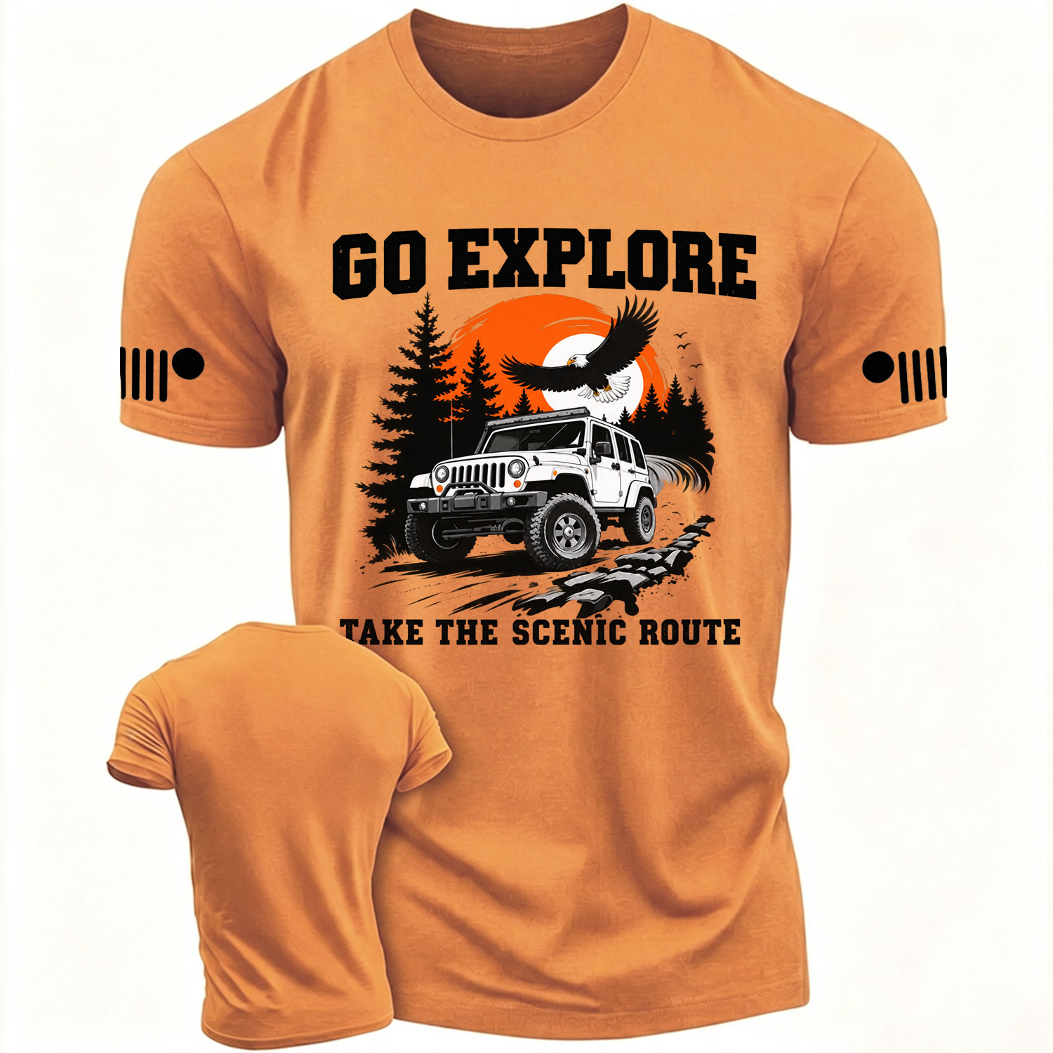 Go Explore Eagle Sunset Off-Road Adventure Cotton T-shirt