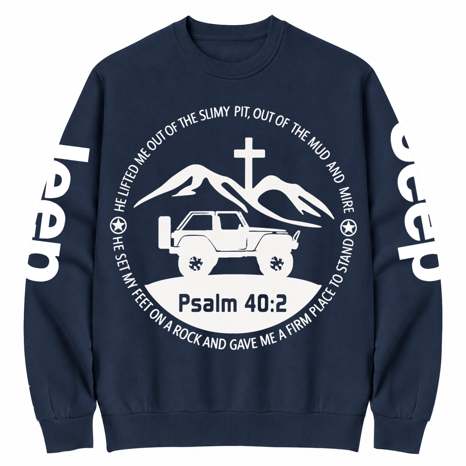 2 Door Jp Wrangler Bible Verse Psalm 40:2 Cotton Sweatshirt