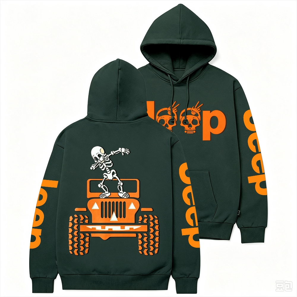 Skeletons Dancing on Jps Halloween Double Printed Casual Hoodie