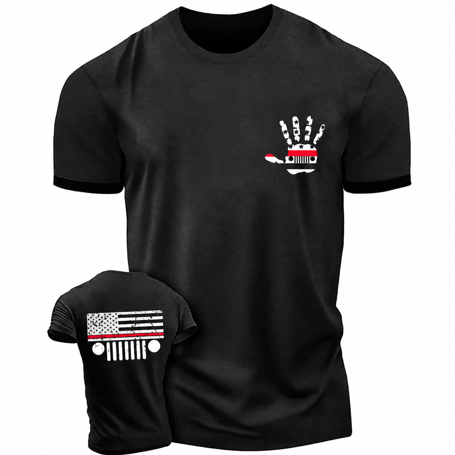 Jeep Firefighter Red Line Flag Hand Palm Unisex T-shirt