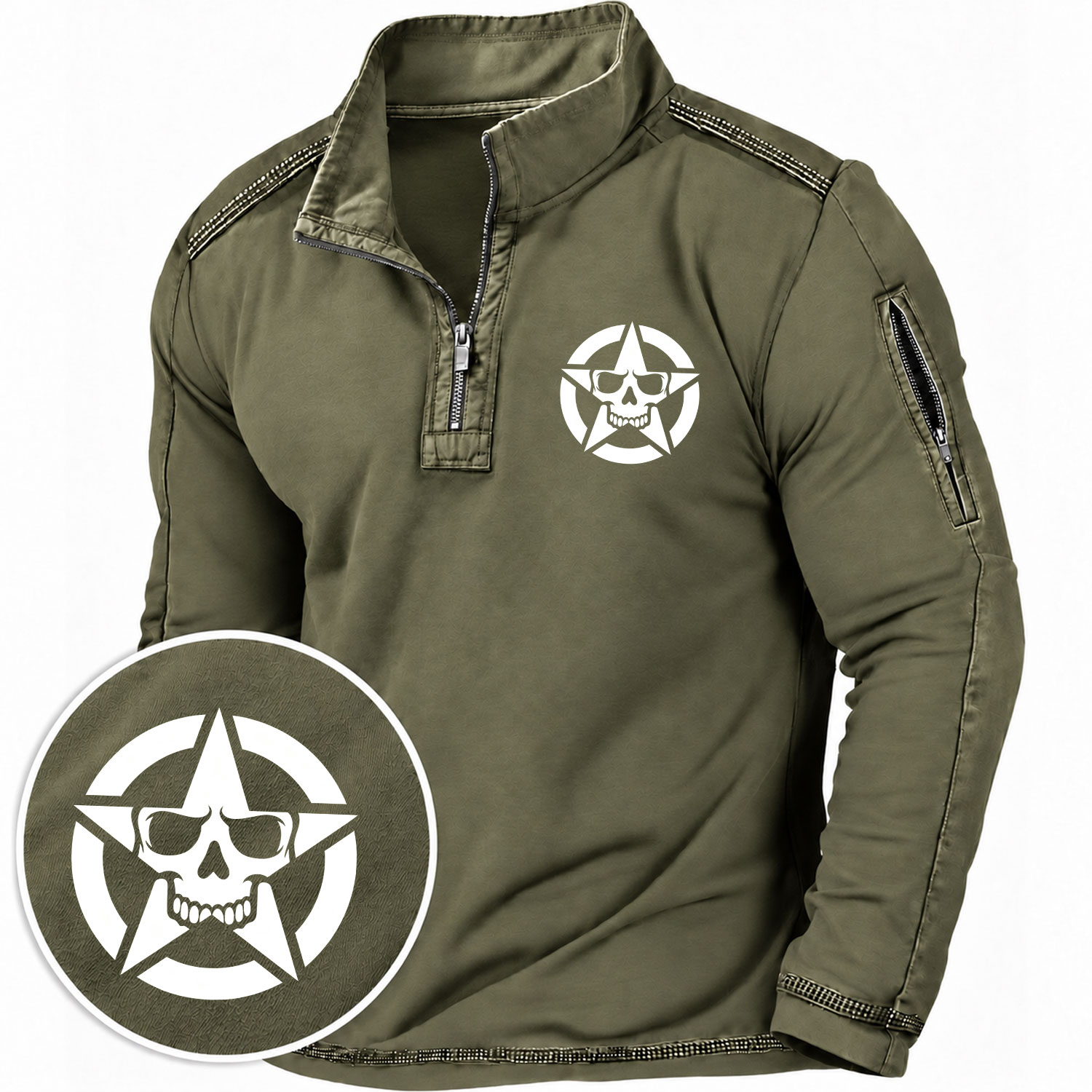 Skull Star Quarter-Zip Sweatshirt