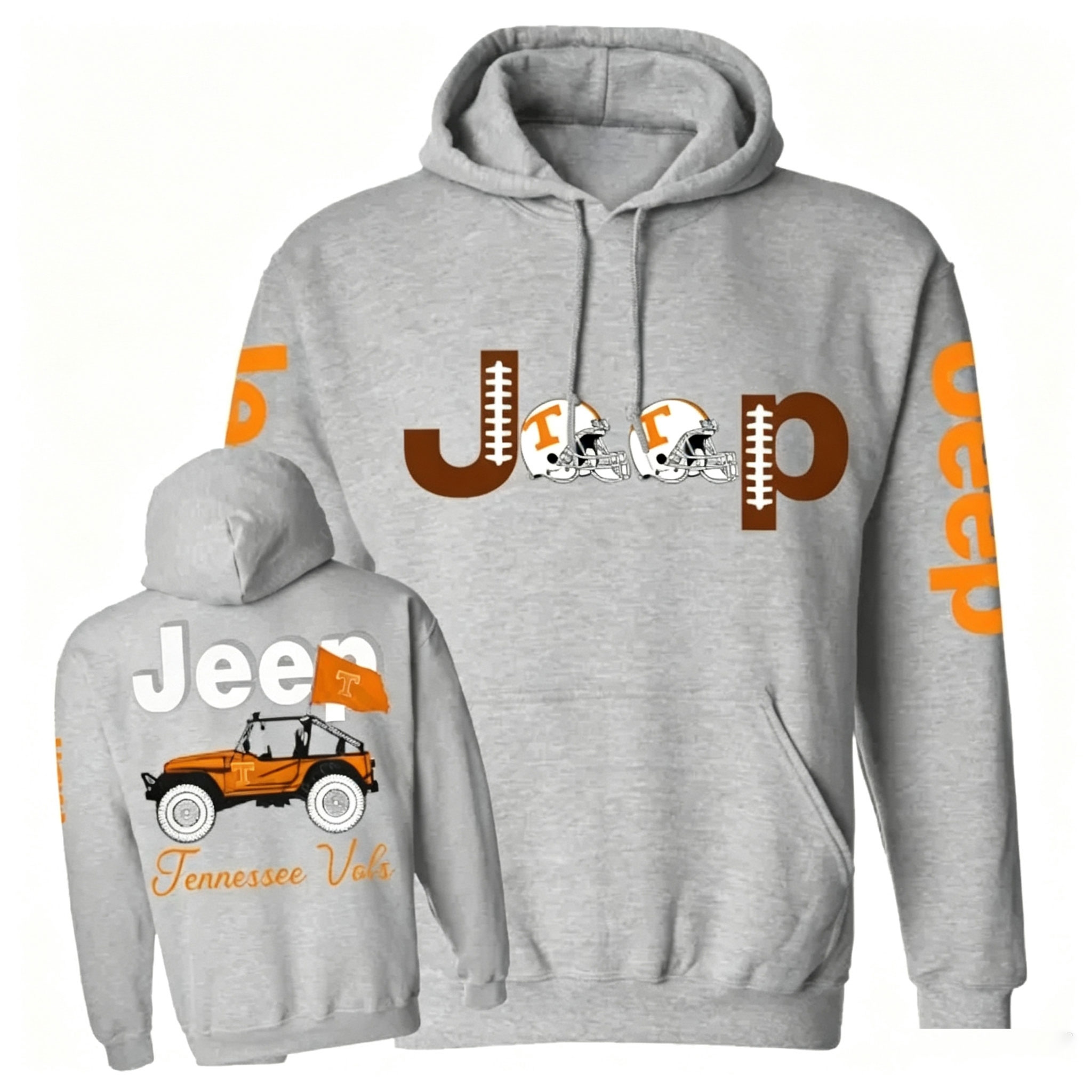Jp Tennessee Football Flag  Unisex Casual Hoodie