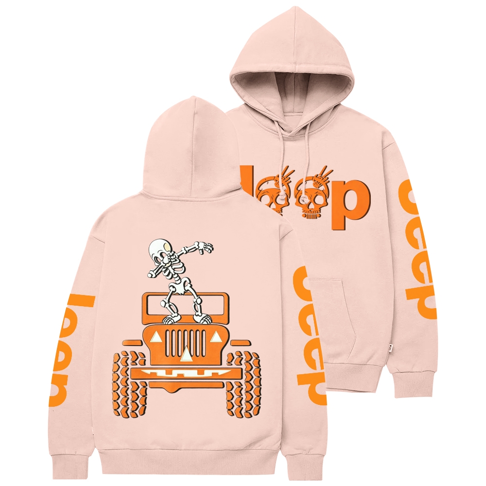 Skeletons Dancing on Jps Halloween Double Printed Casual Hoodie