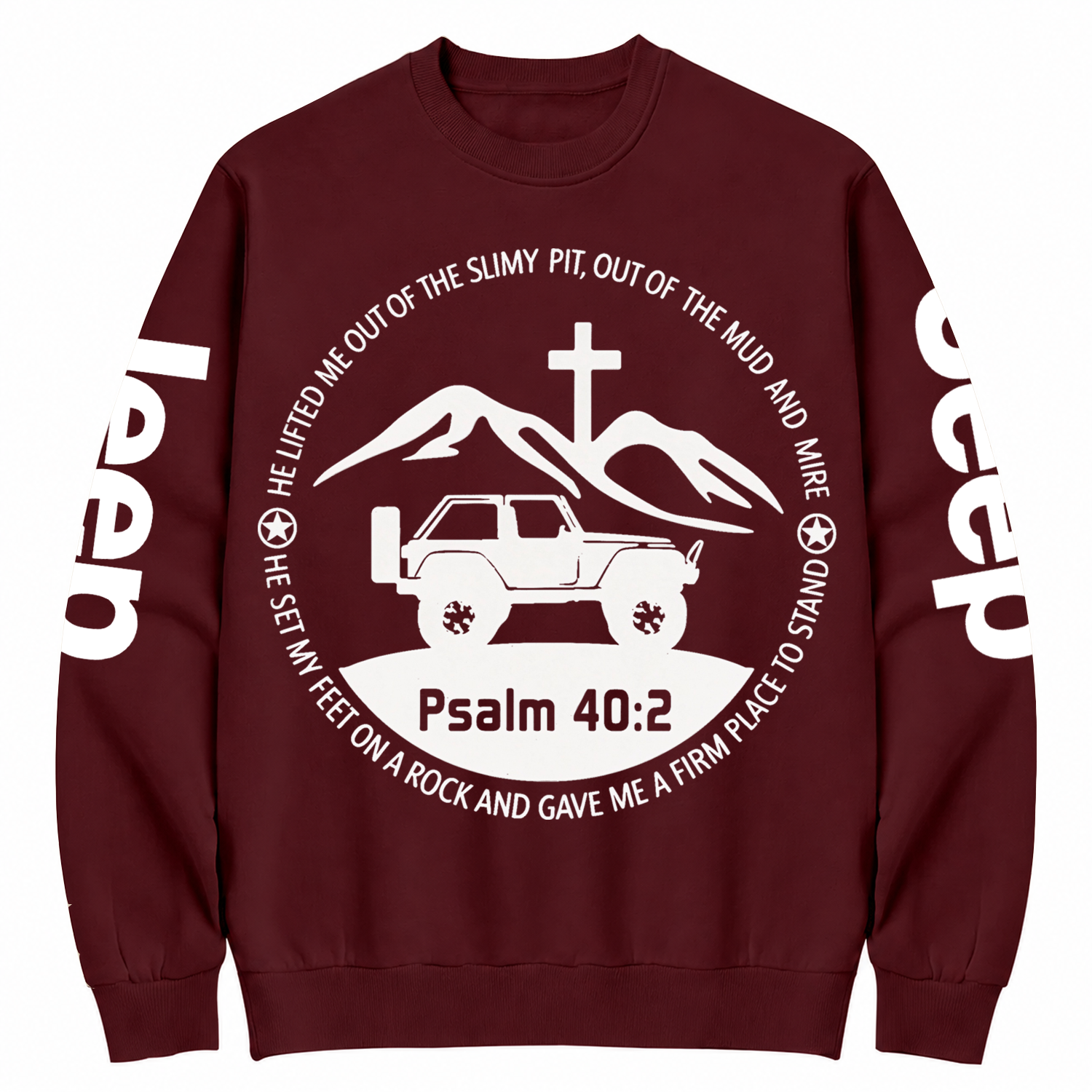 2 Door Jp Wrangler Bible Verse Psalm 40:2 Cotton Sweatshirt