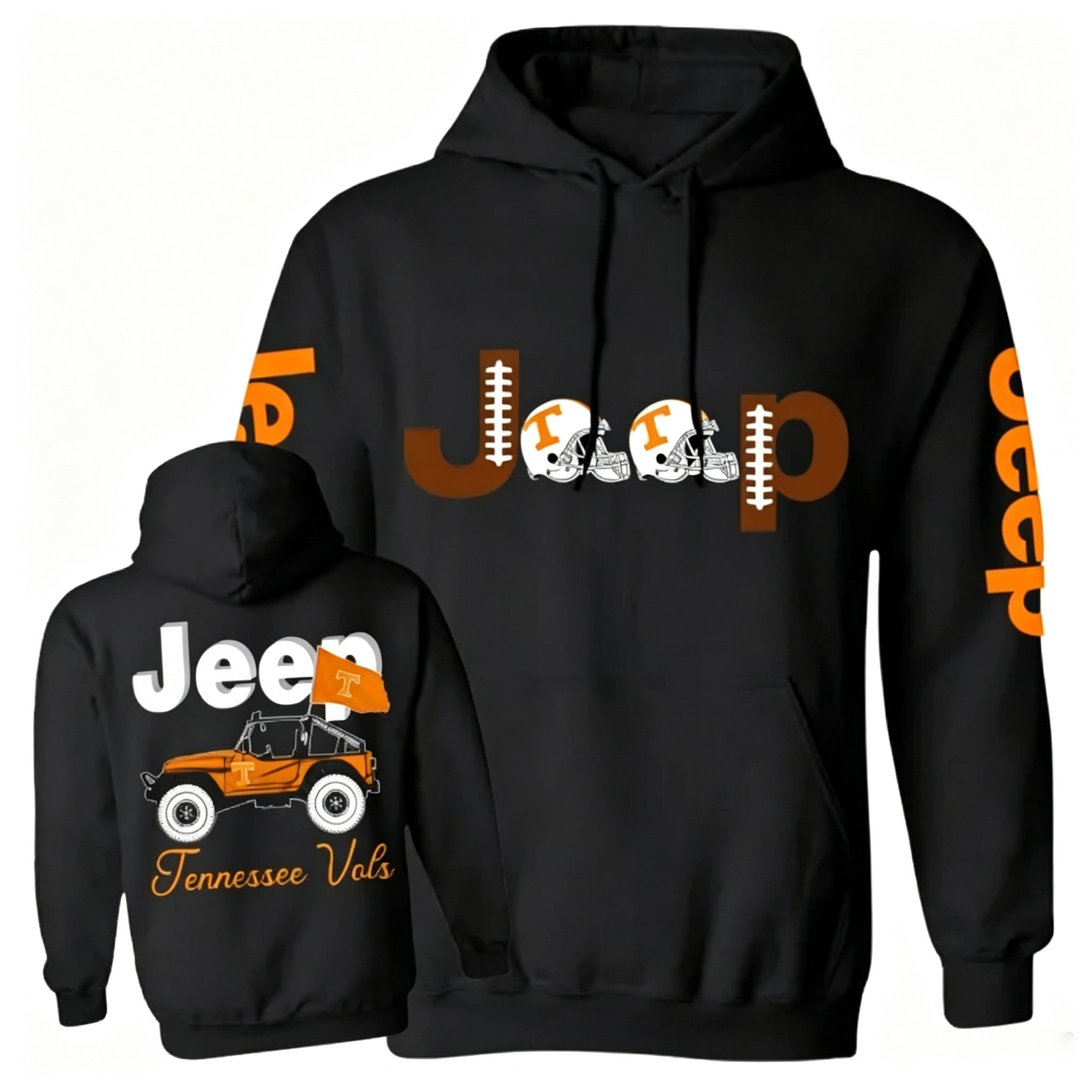 Jp Tennessee Football Flag  Unisex Casual Hoodie