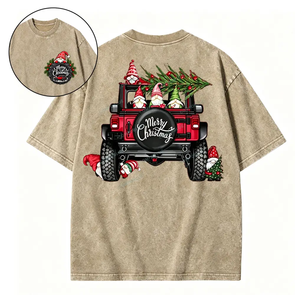 Funny Merry Christmas Tree Jp Washed T-Shirt