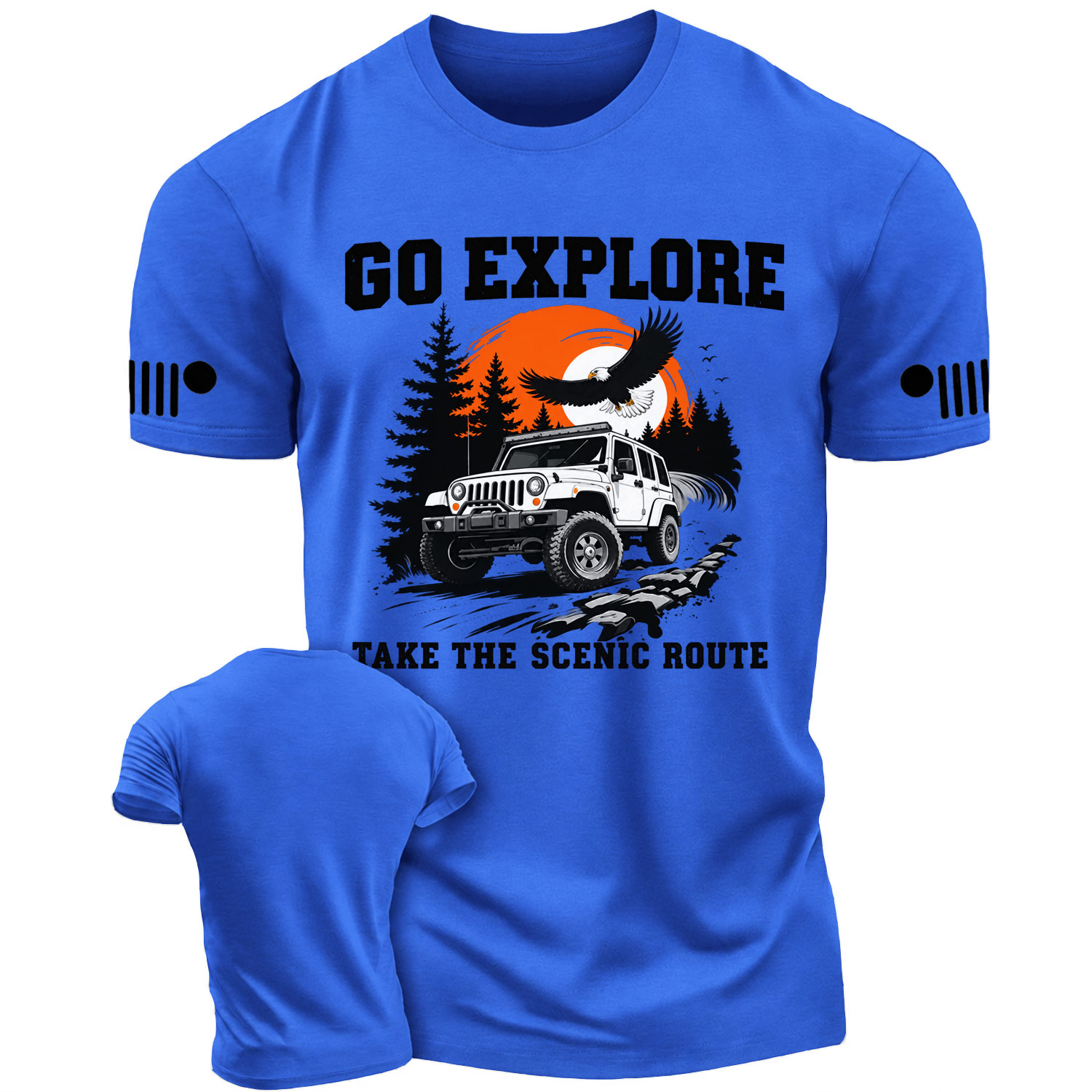 Go Explore Eagle Sunset Off-Road Adventure Cotton T-shirt