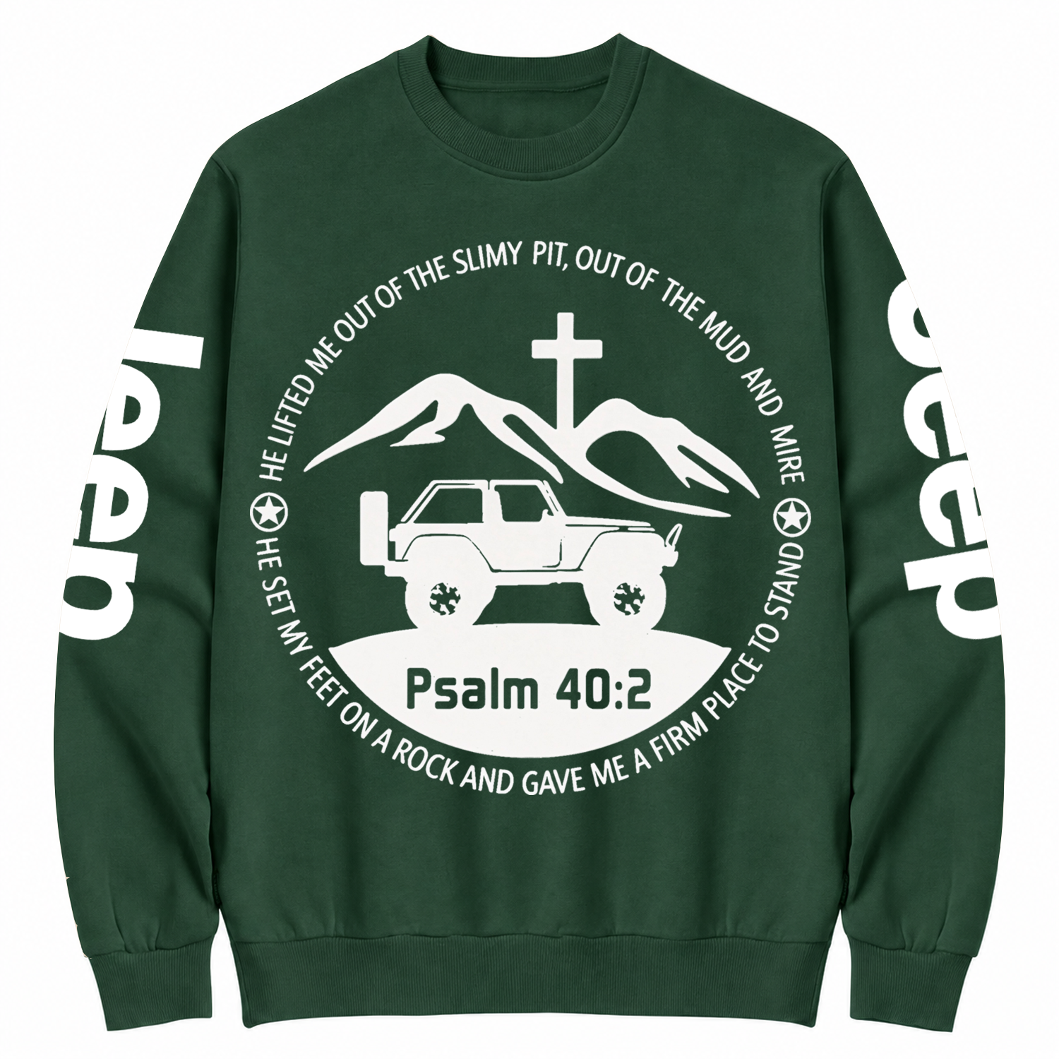 2 Door Jp Wrangler Bible Verse Psalm 40:2 Cotton Sweatshirt