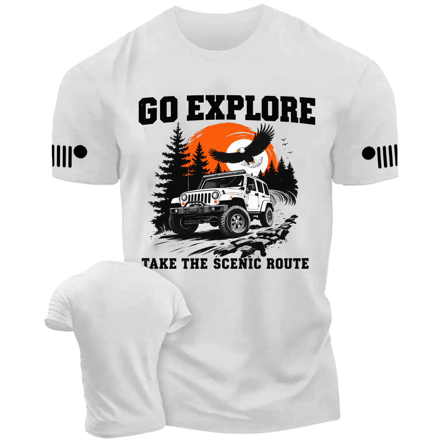 Go Explore Eagle Sunset Off-Road Adventure Cotton T-shirt