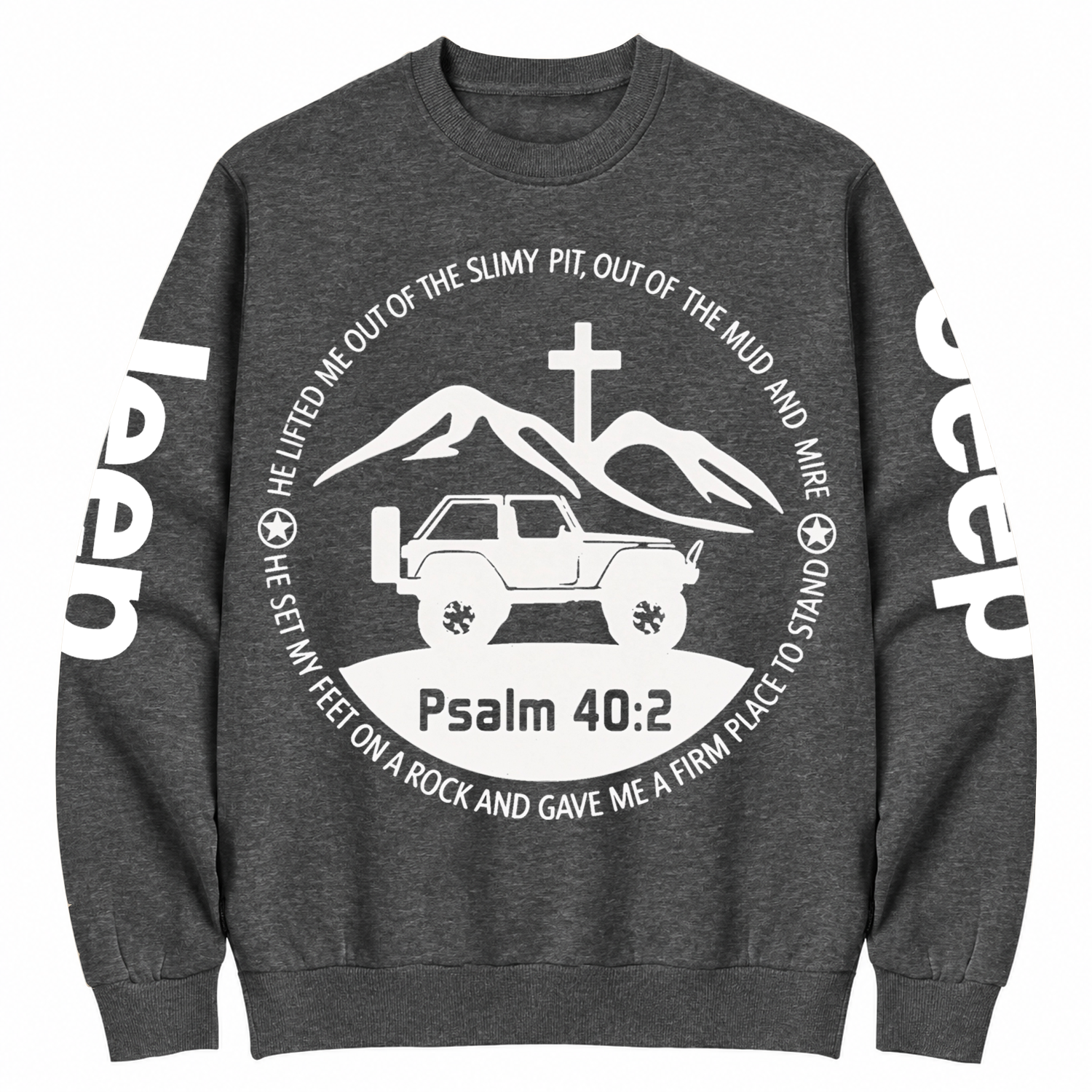 2 Door Jp Wrangler Bible Verse Psalm 40:2 Cotton Sweatshirt