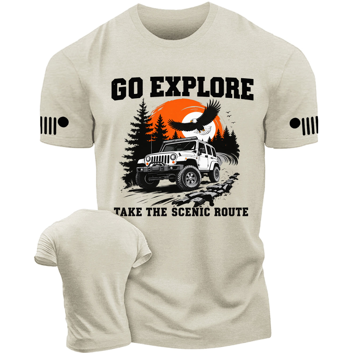 Go Explore Eagle Sunset Off-Road Adventure Cotton T-shirt
