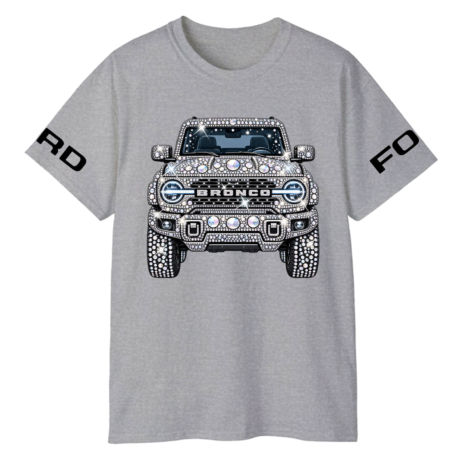 Bling Sparkle Rhinestone Bronco F0rd Cotton T-shirt