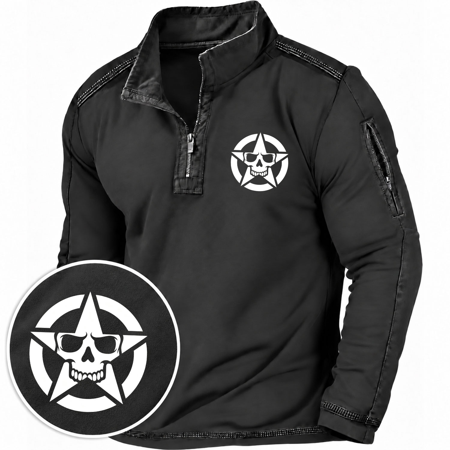 Skull Star Quarter-Zip Sweatshirt