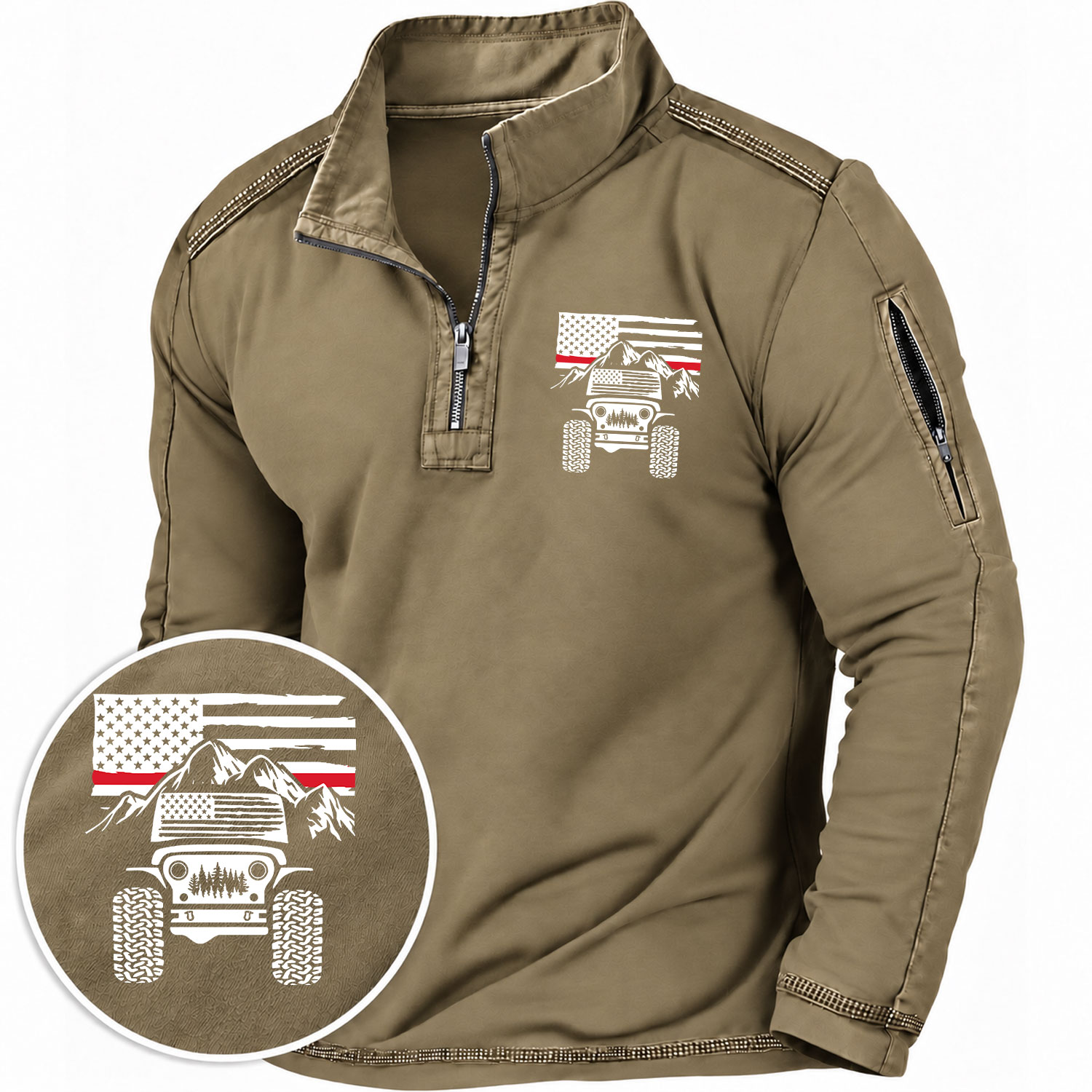 Firefighter Red Line American Flag Quarter-Zip Sweatshirt