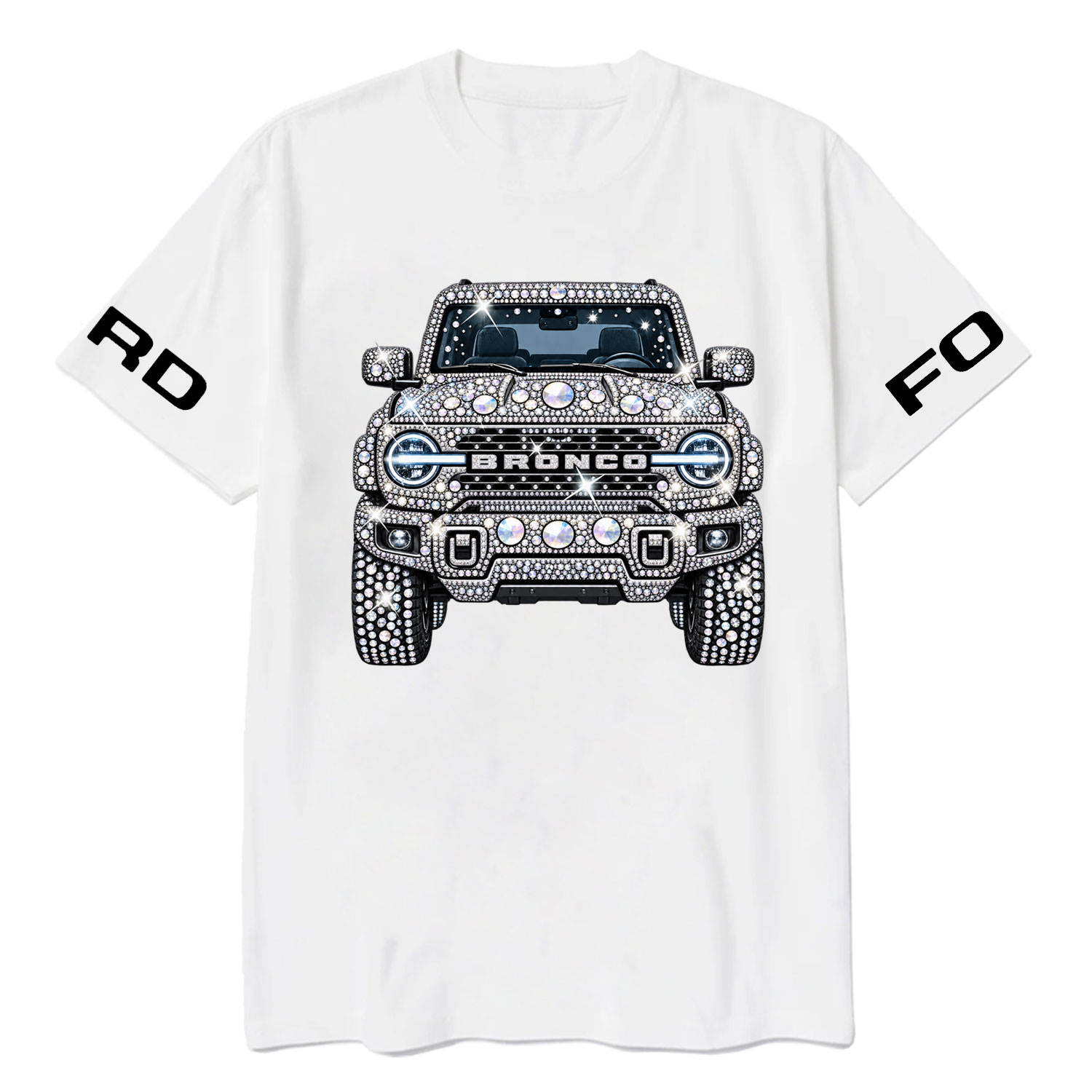 Bling Sparkle Rhinestone Bronco F0rd Cotton T-shirt