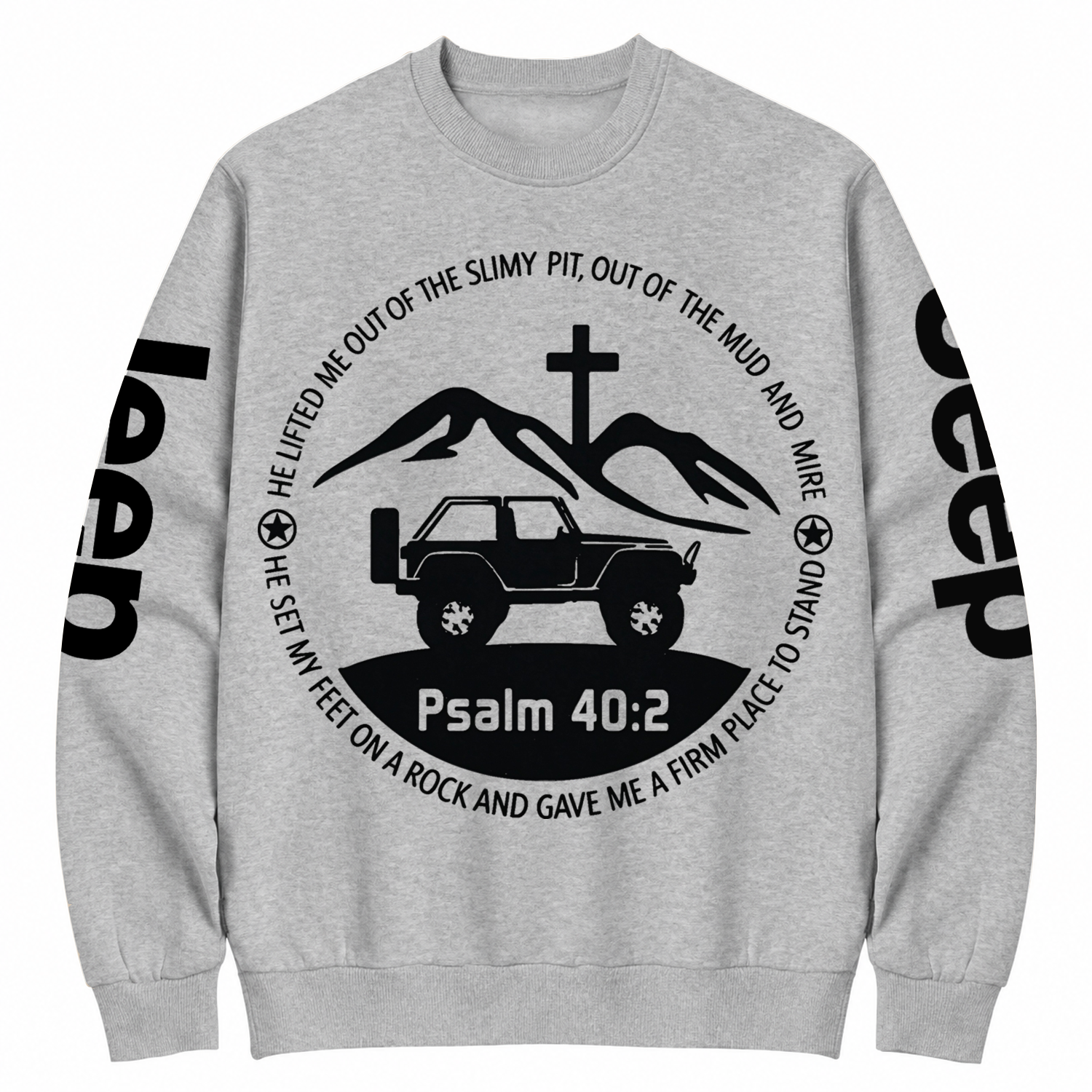 2 Door Jp Wrangler Bible Verse Psalm 40:2 Cotton Sweatshirt