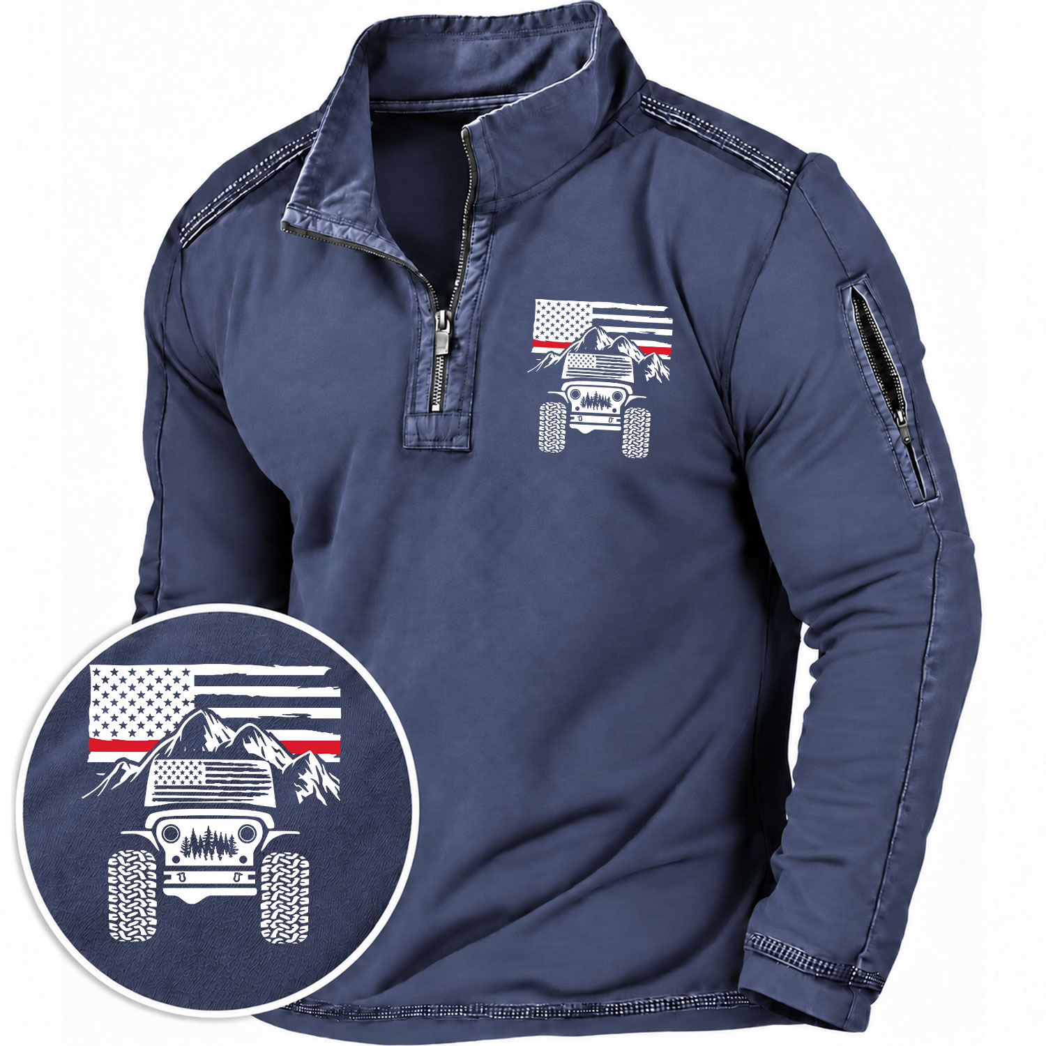 Firefighter Red Line American Flag Quarter-Zip Sweatshirt