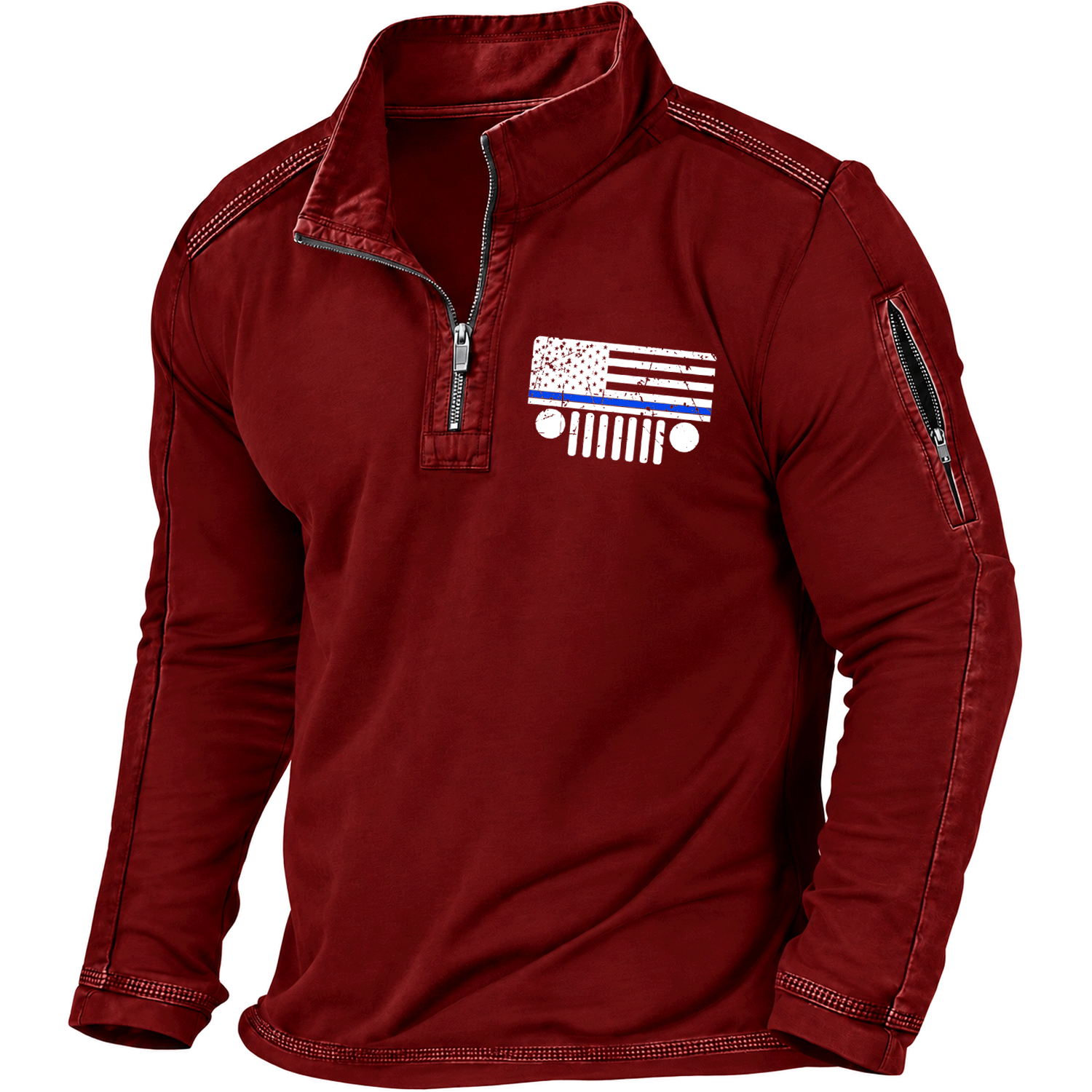 Thin Blue Line Jp Grille American Flag Quarter-Zip Sweatshirt