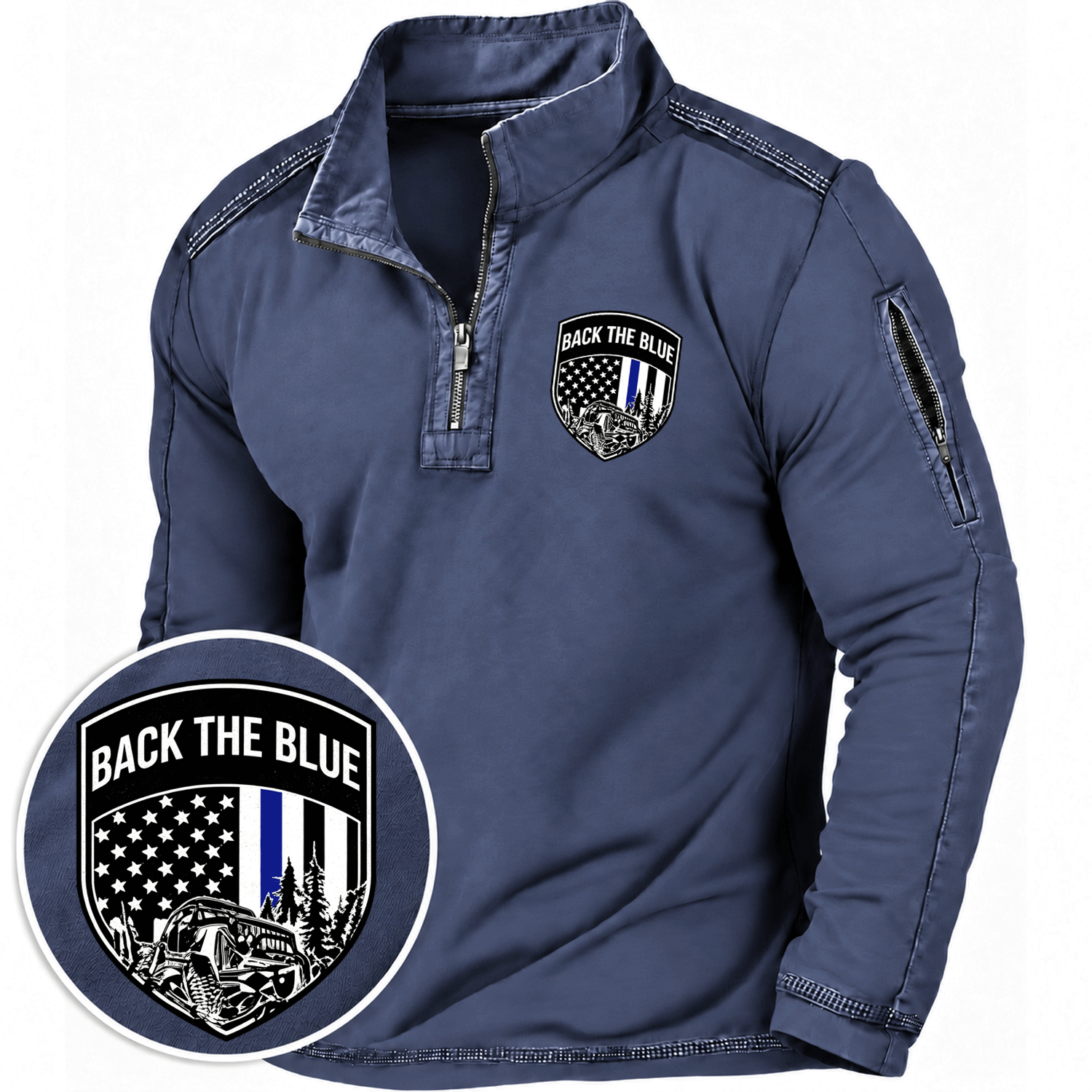 Back The Blue Police Badge Jp Quarter-Zip Sweatshirt