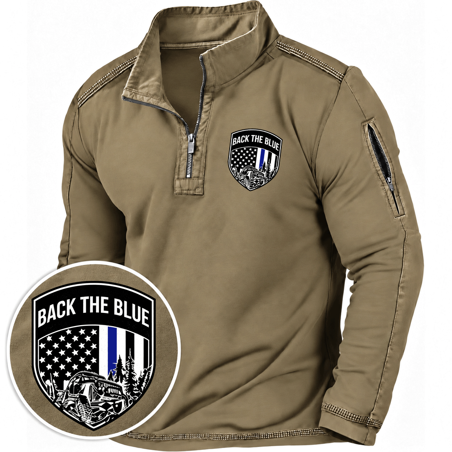 Back The Blue Police Badge Jp Quarter-Zip Sweatshirt