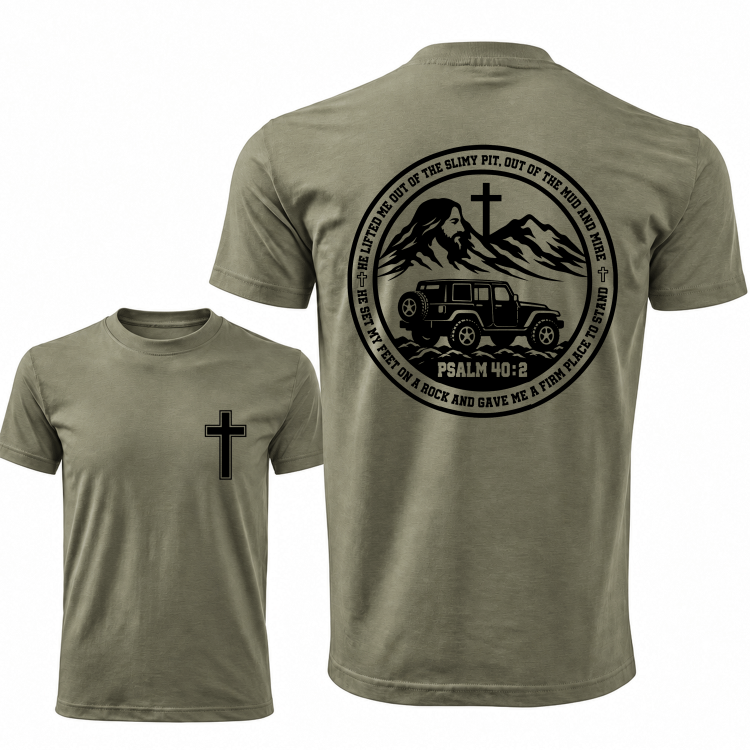 Psalm 40:2 Christian He Lifted Me Out of the Mud Faith Offroad Unisex T-shirt