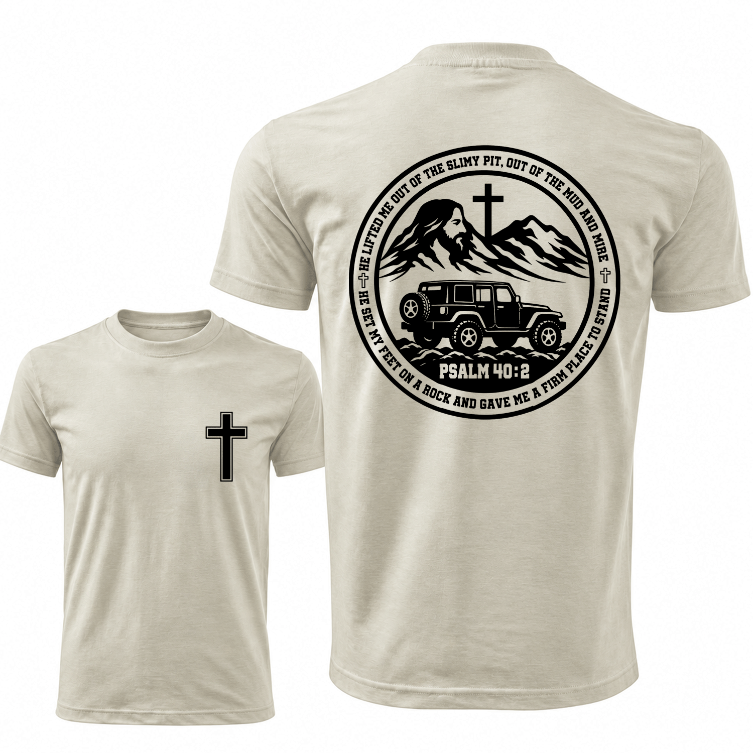 Psalm 40:2 Christian He Lifted Me Out of the Mud Faith Offroad Unisex T-shirt