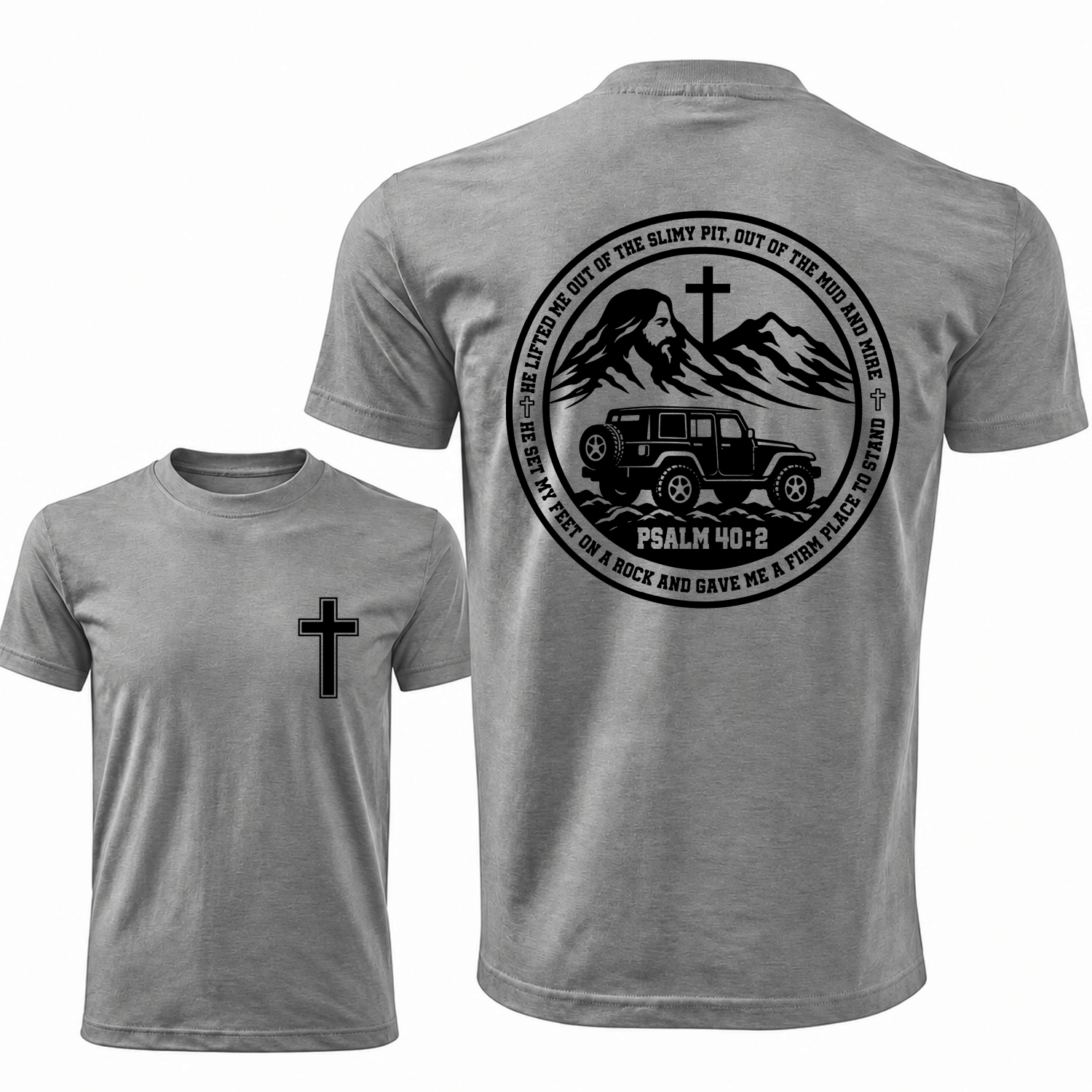 Psalm 40:2 Christian He Lifted Me Out of the Mud Faith Offroad Unisex T-shirt