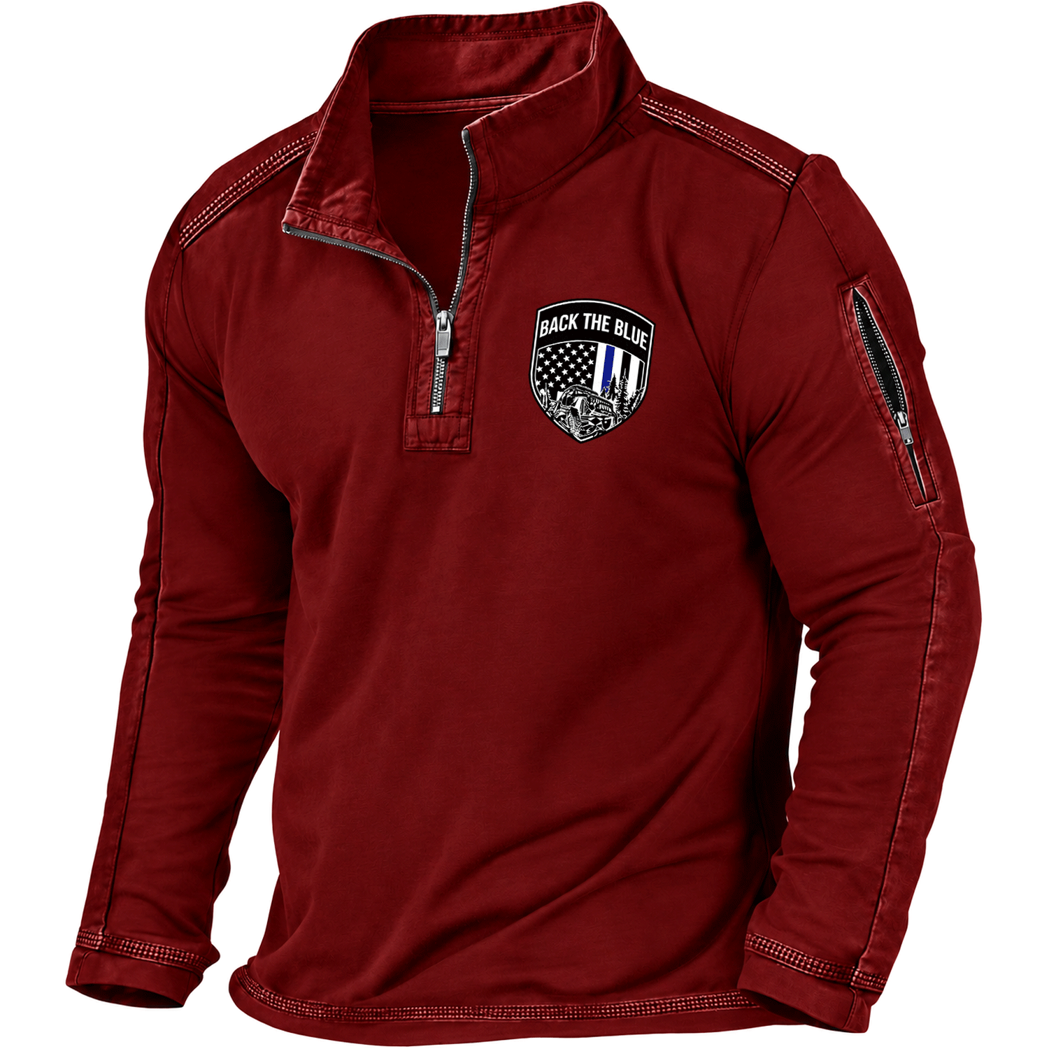 Back The Blue Police Badge Jp Quarter-Zip Sweatshirt