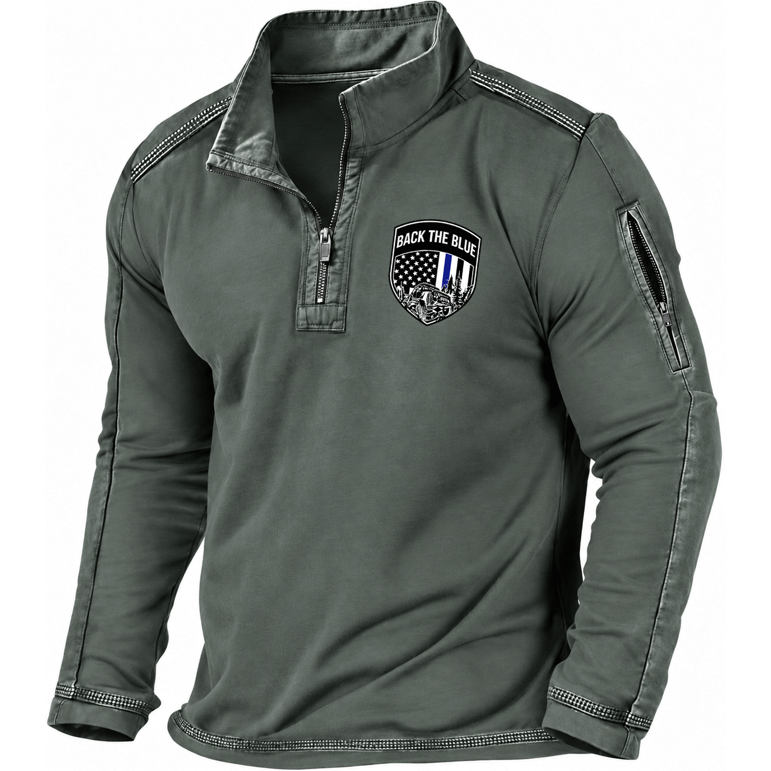 Back The Blue Police Badge Jp Quarter-Zip Sweatshirt
