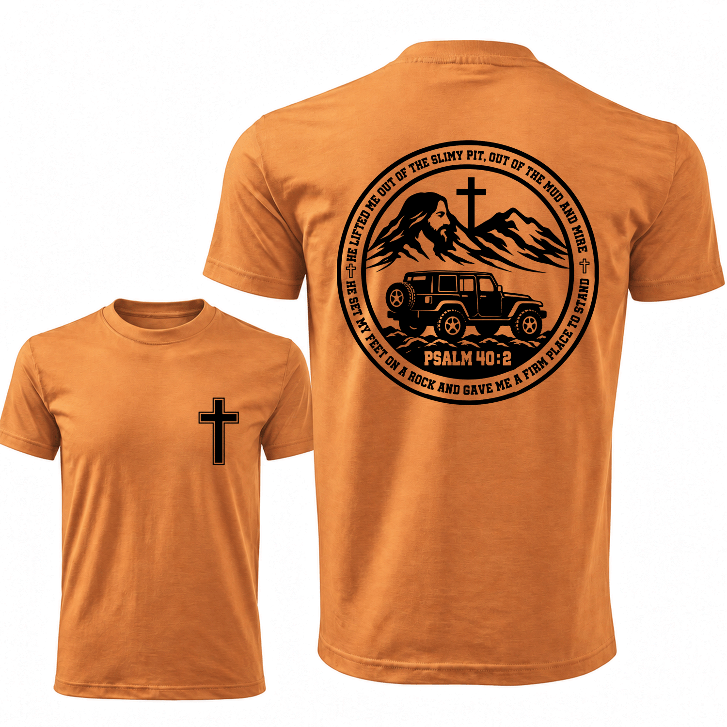 Psalm 40:2 Christian He Lifted Me Out of the Mud Faith Offroad Unisex T-shirt