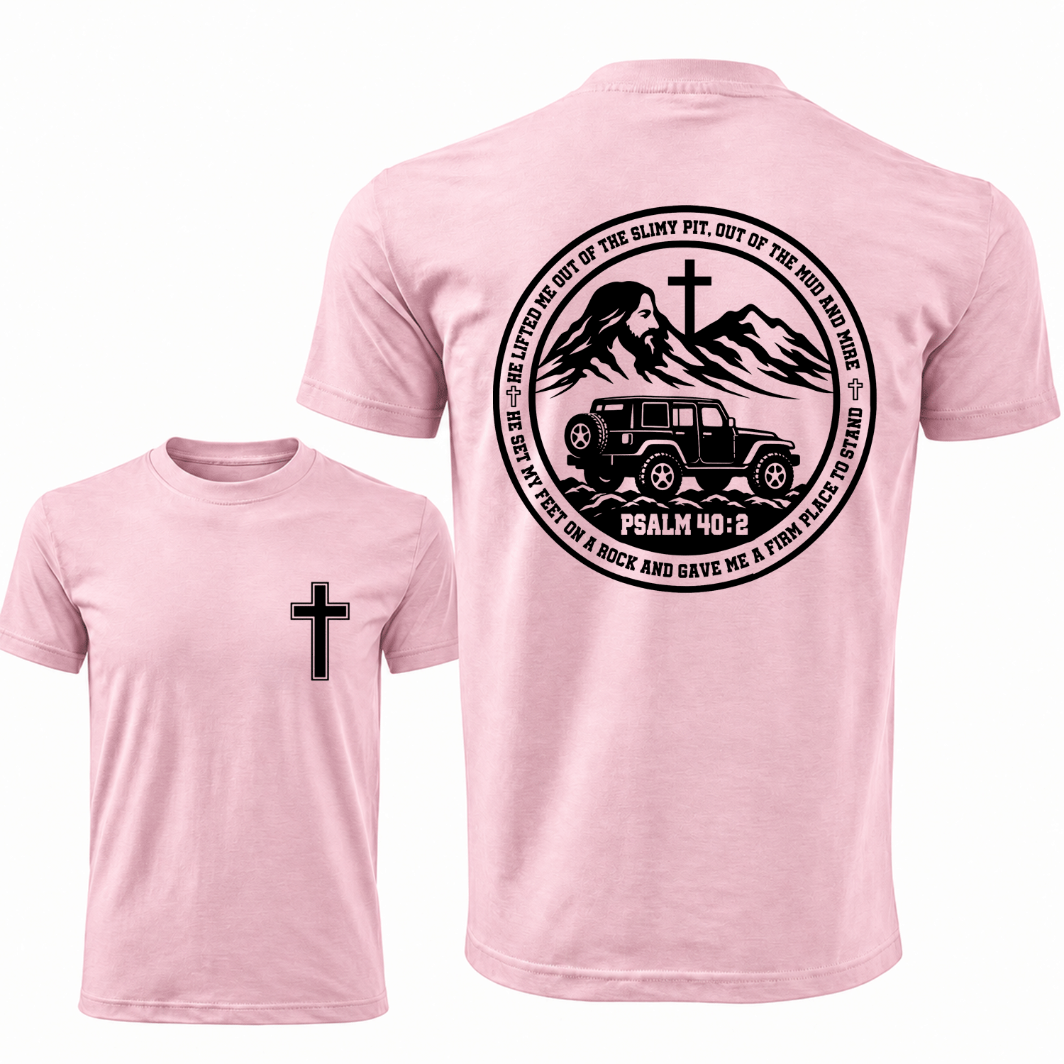 Psalm 40:2 Christian He Lifted Me Out of the Mud Faith Offroad Unisex T-shirt