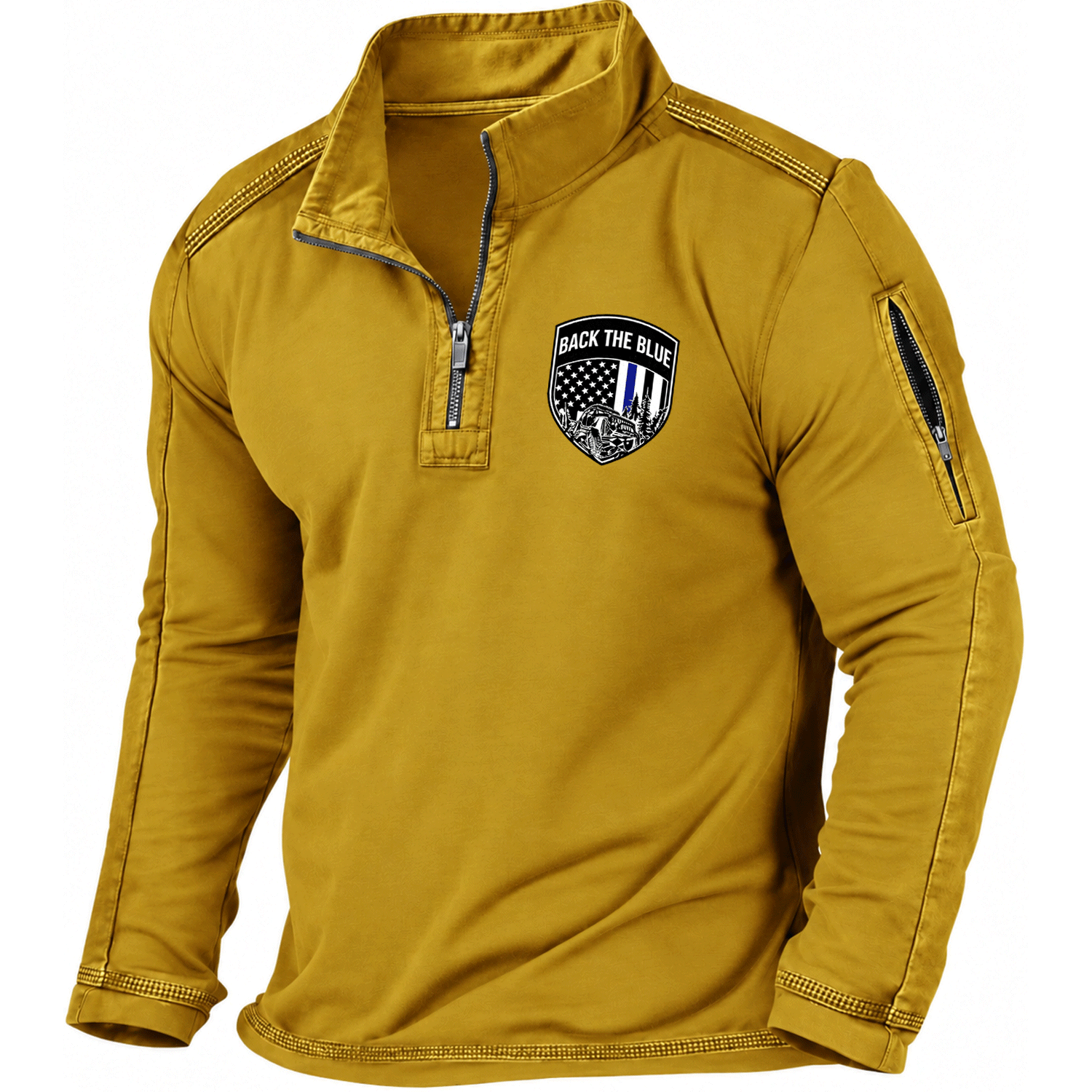 Back The Blue Police Badge Jp Quarter-Zip Sweatshirt