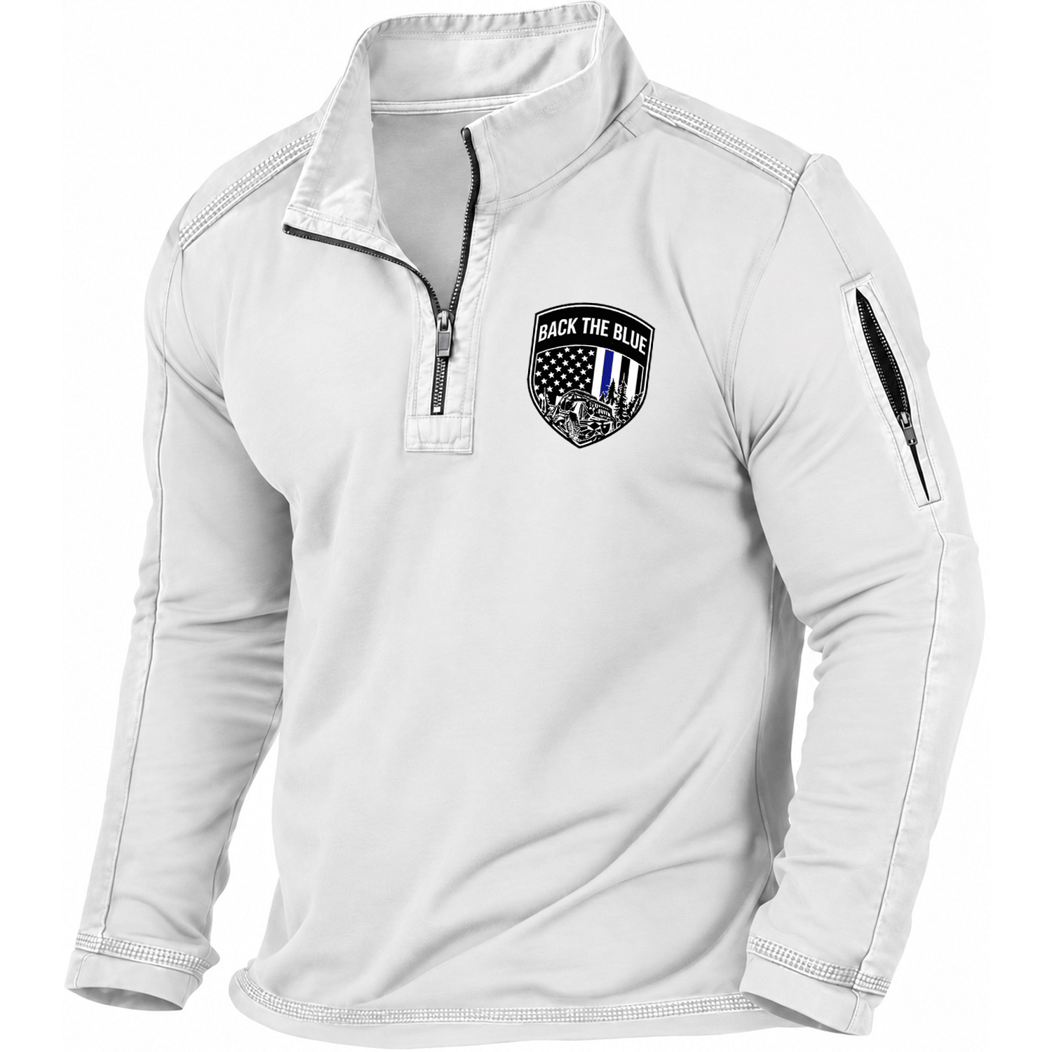Back The Blue Police Badge Jp Quarter-Zip Sweatshirt