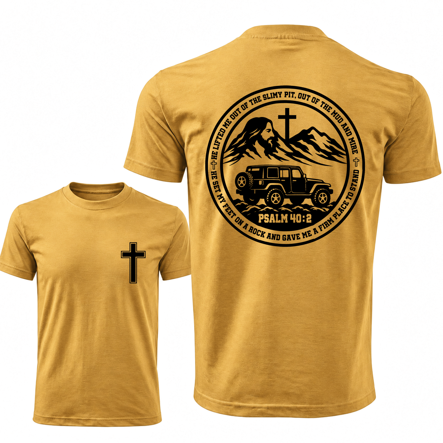 Psalm 40:2 Christian He Lifted Me Out of the Mud Faith Offroad Unisex T-shirt