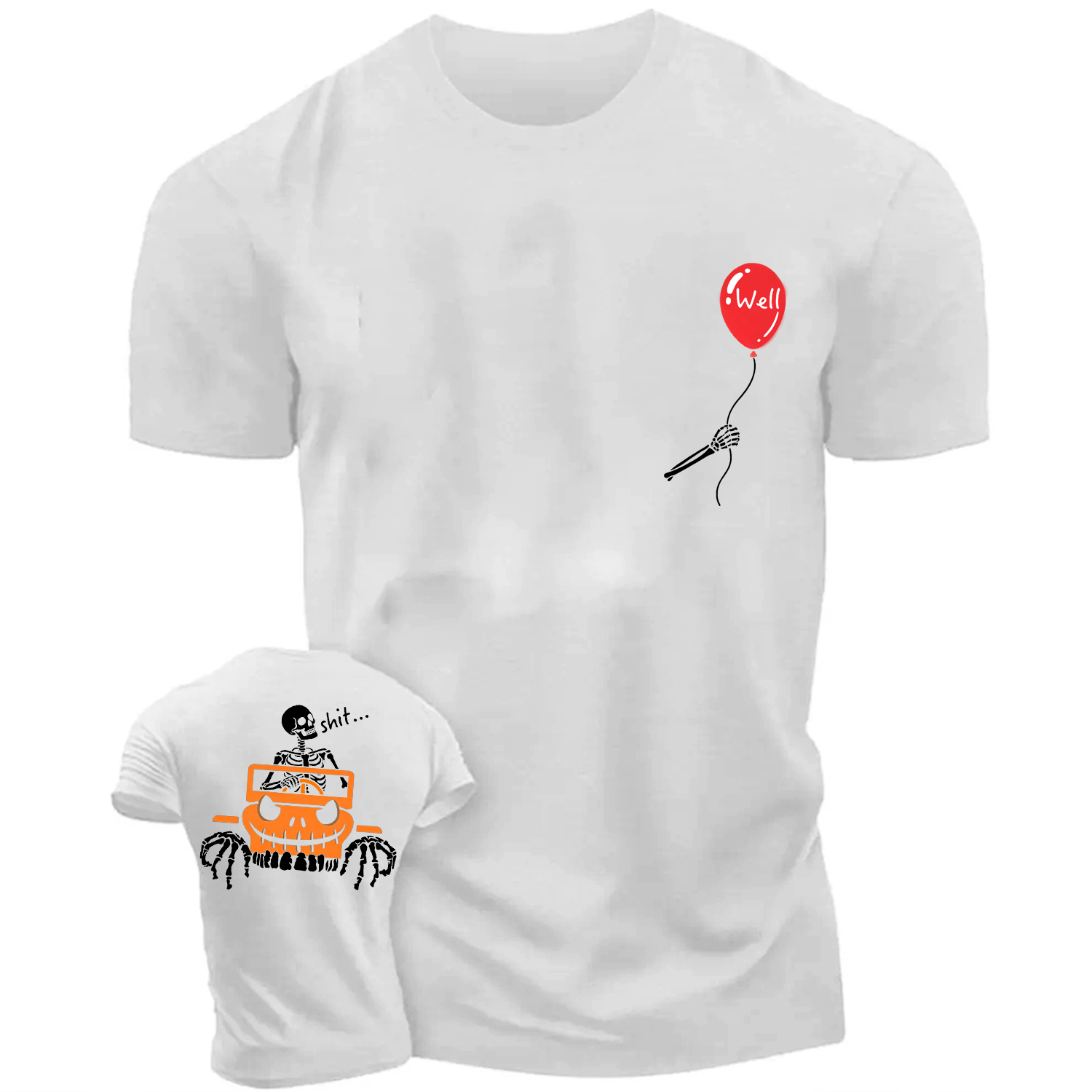 Well, Shit… | Funny Skeleton Halloween Off-Road Cotton T-shirt