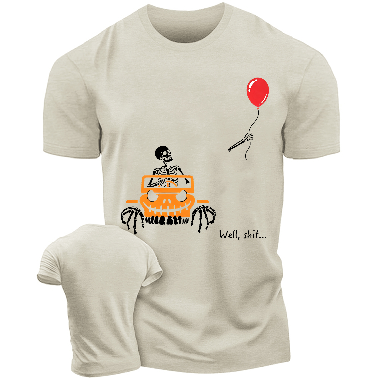 Well, Shit… | Funny Skeleton Off-Road Halloween Cotton T-shirt