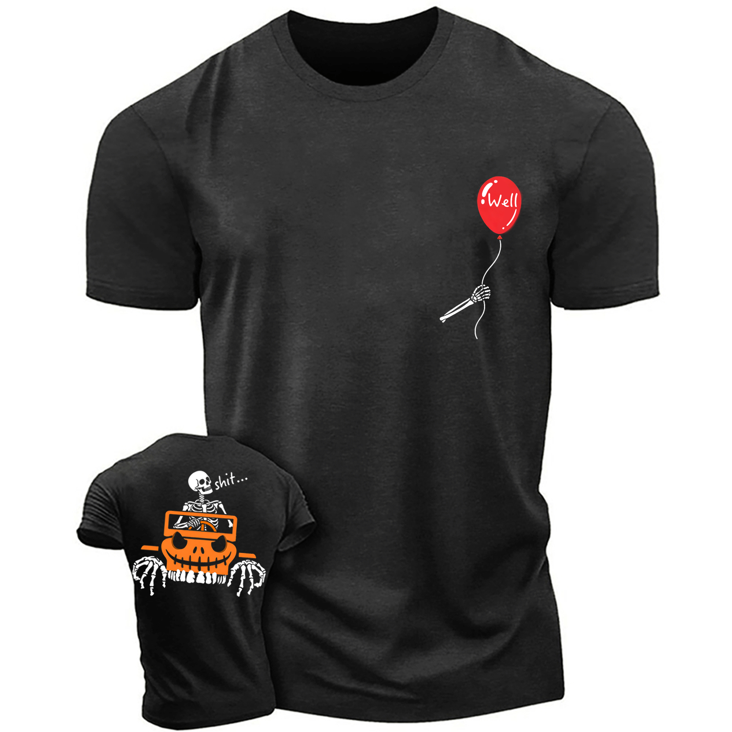Well, Shit… | Funny Skeleton Halloween Off-Road Cotton T-shirt