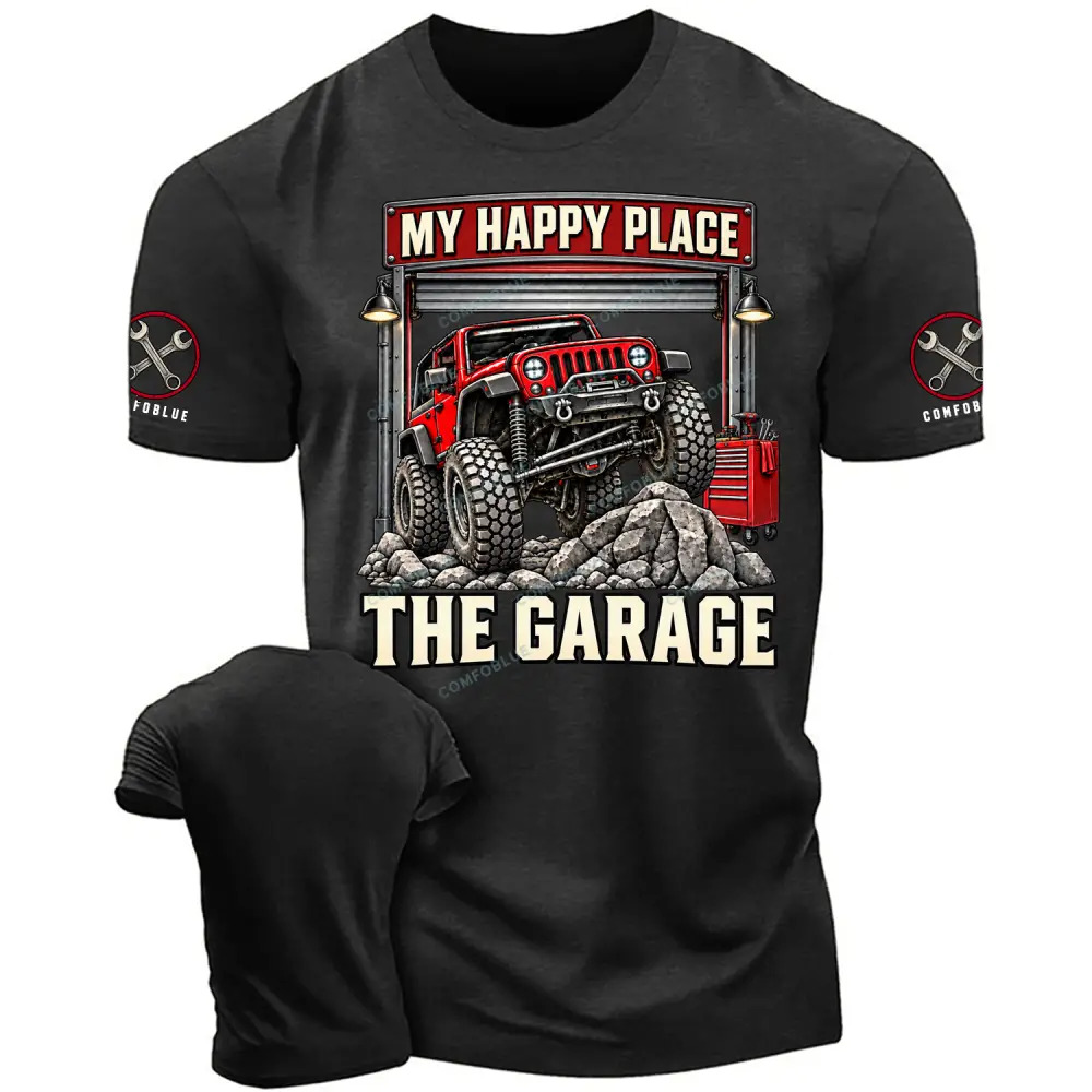 My Garage My Happy Place Cotton T-shirt