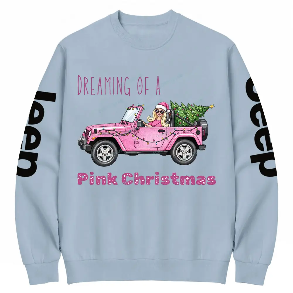 Pink Christmas Beach Jp Clipart Cotton Sweatshirt