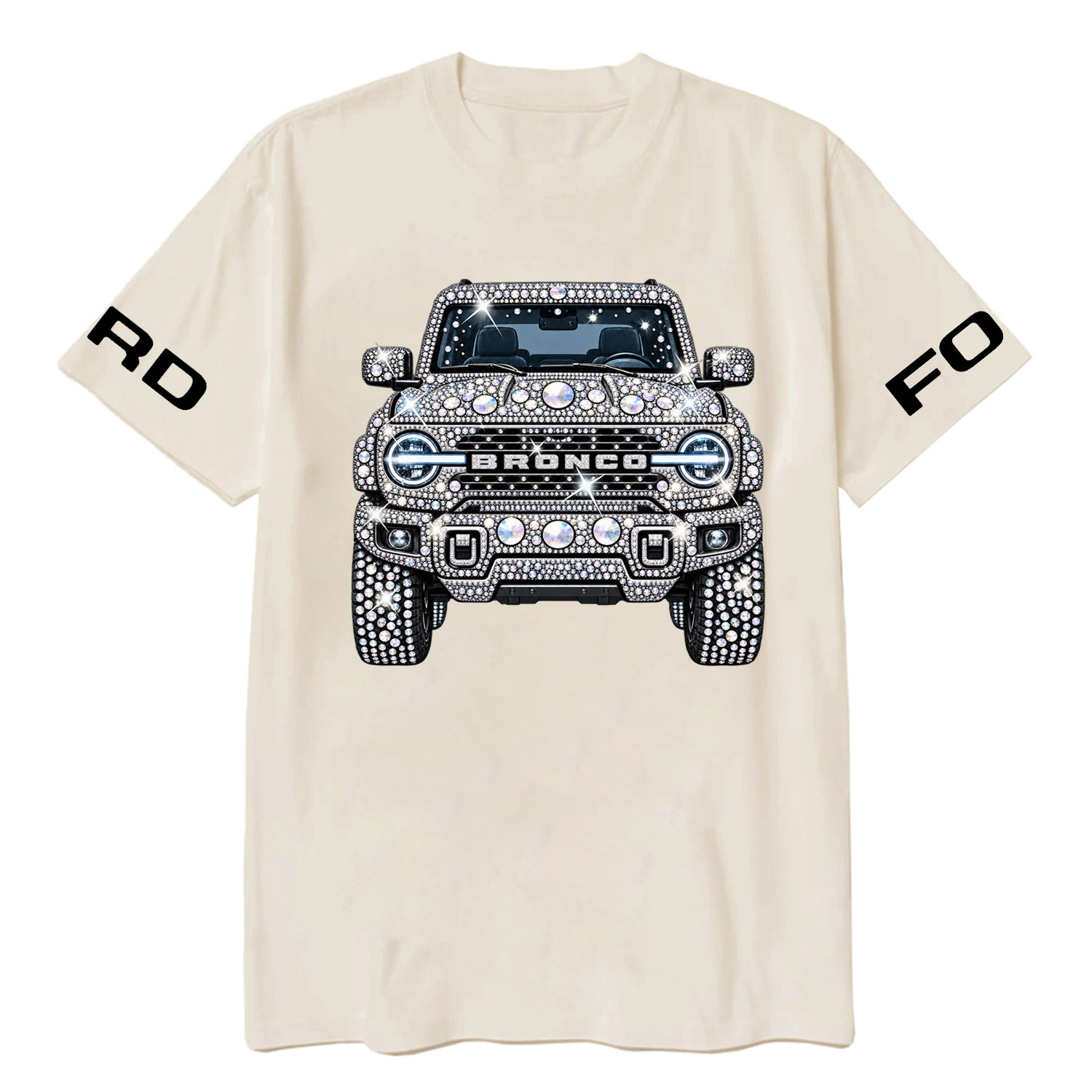 Bling Sparkle Rhinestone Bronco F0rd Cotton T-shirt