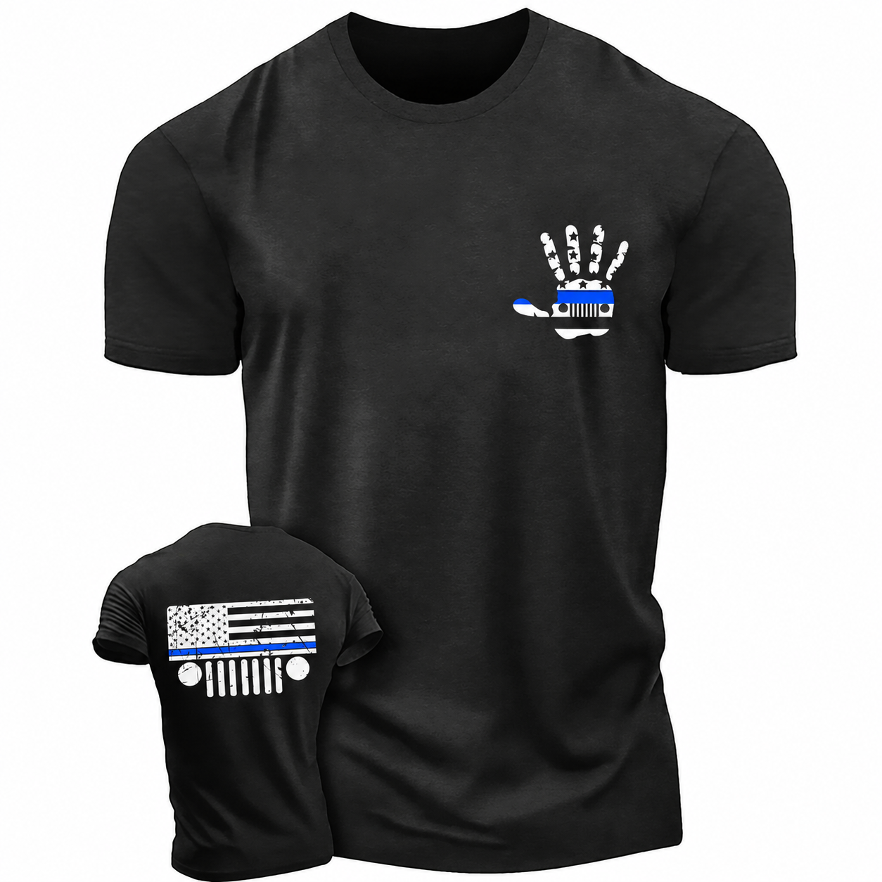 Jeep Police Blue Line Flag Hand Palm Unisex T-shirt